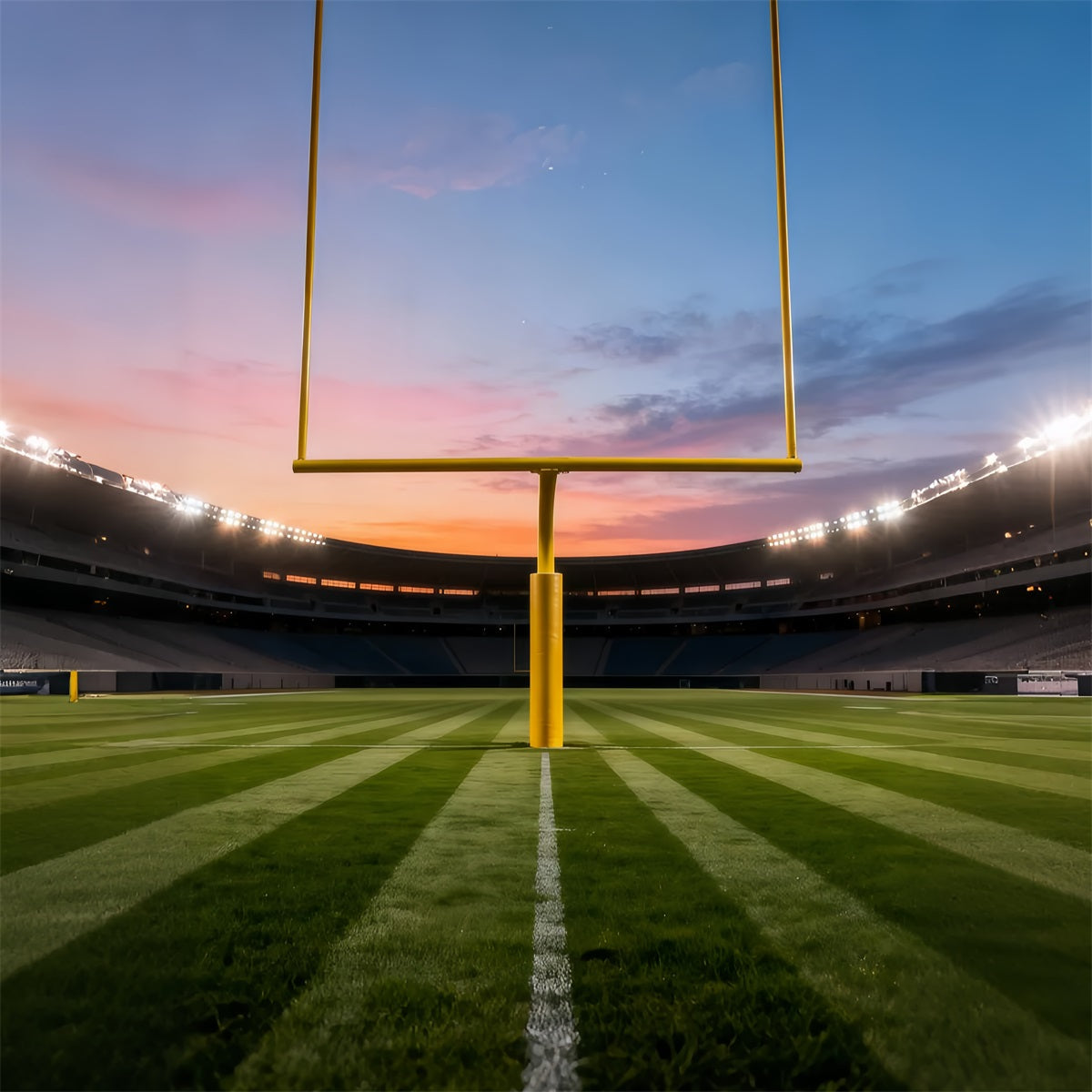 Fond Photo Terrain de Football Poteaux De But Stade Coucher De Soleil LXX61-233