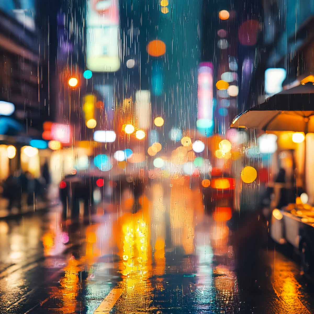 Toiles de fond pour studio de portrait Toile de fond professionnelle pour portrait « Rainy Neon City Bokeh » LXX61-25