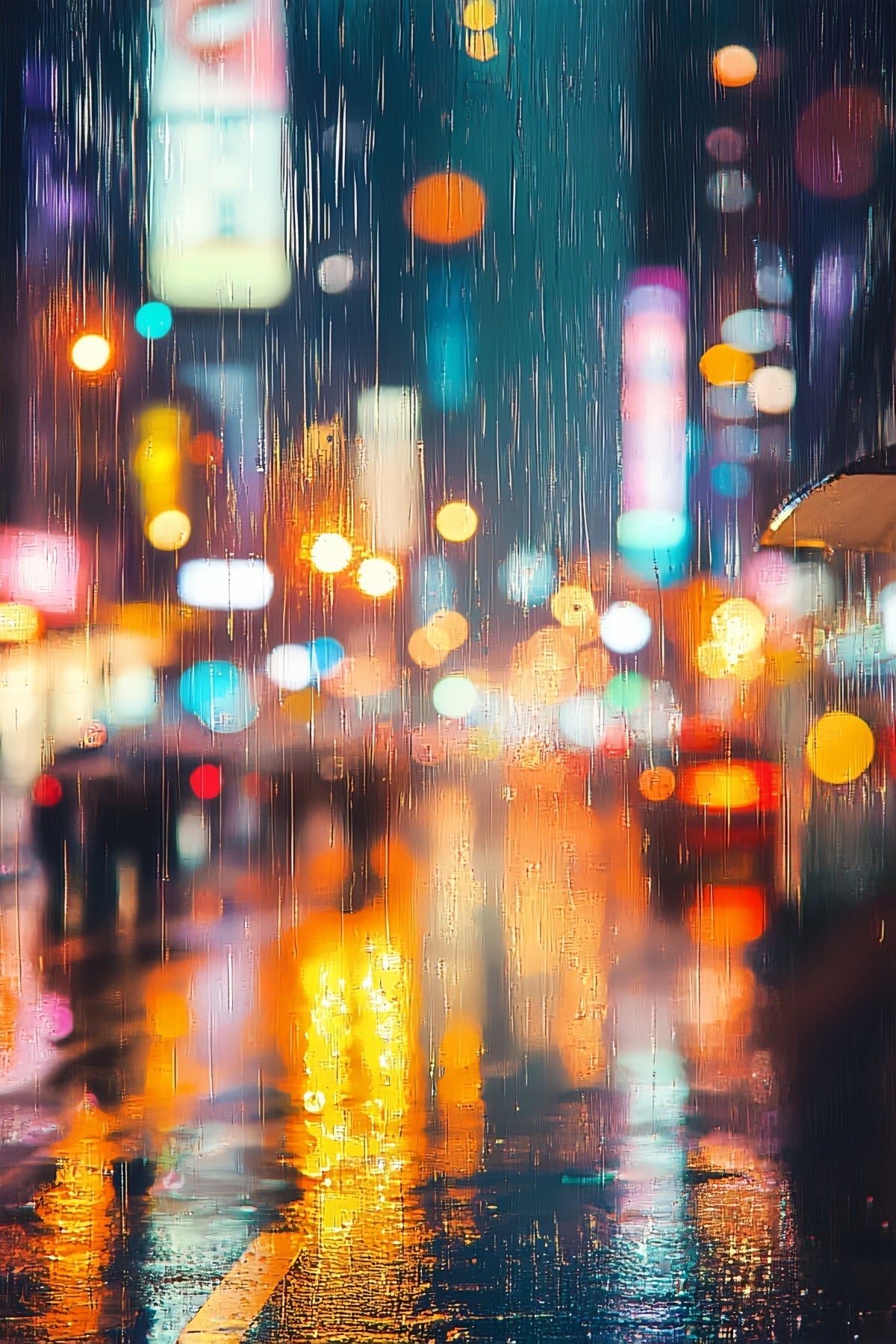 Toiles de fond pour studio de portrait Toile de fond professionnelle pour portrait « Rainy Neon City Bokeh » LXX61-25