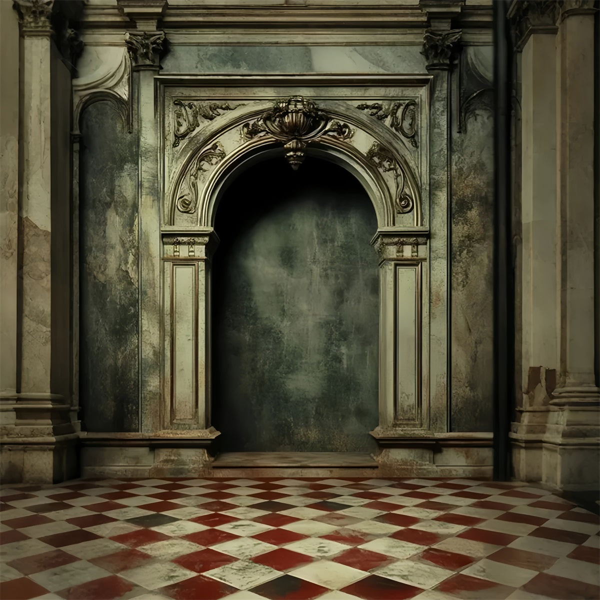 Toile de fond pour photo portrait arcade baroque marbre intérieur vintage LXX61-30