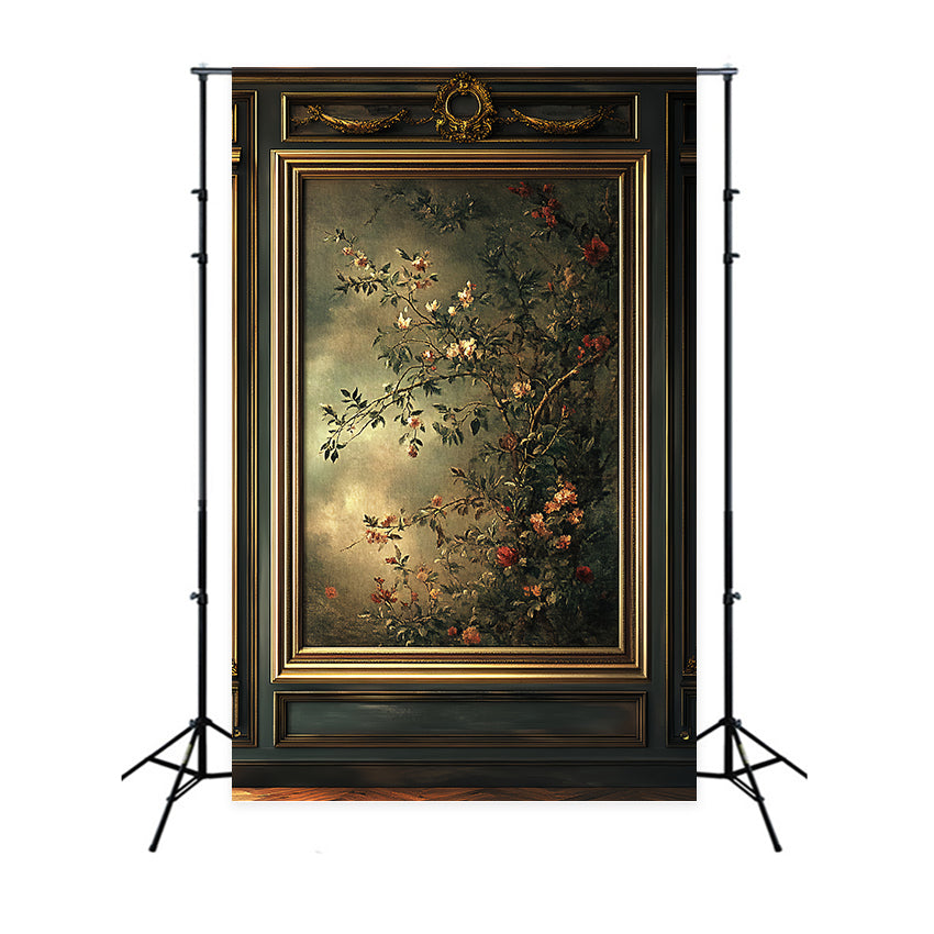 Fond pour portrait de famille Peinture florale classique encadrée Fonds pour studio de portrait LXX61-32