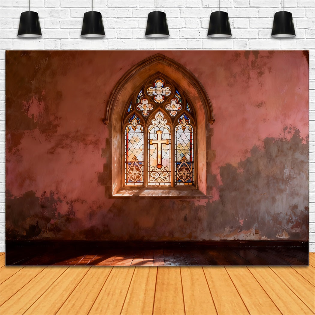 Fond Photo Pâques Vitrail Église Croix LXX61-41