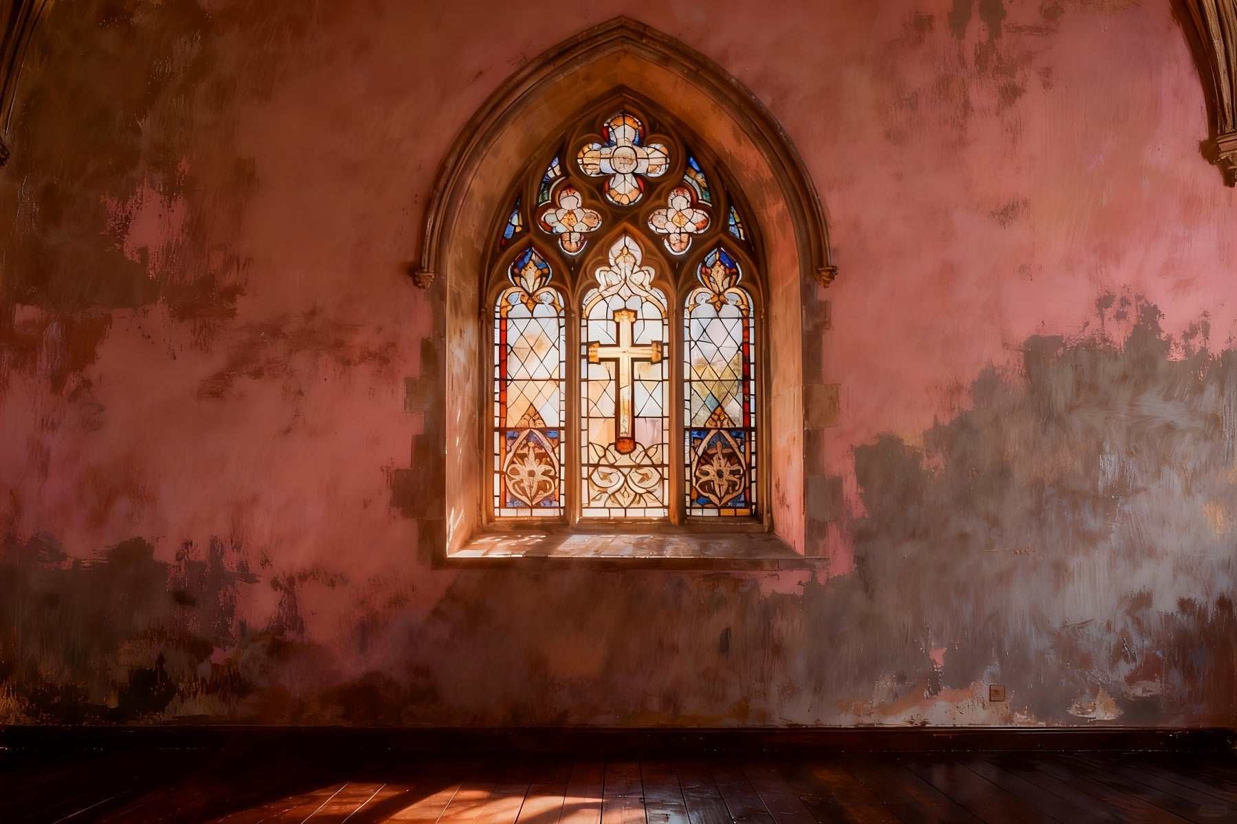 Fond Photo Pâques Vitrail Église Croix LXX61-41