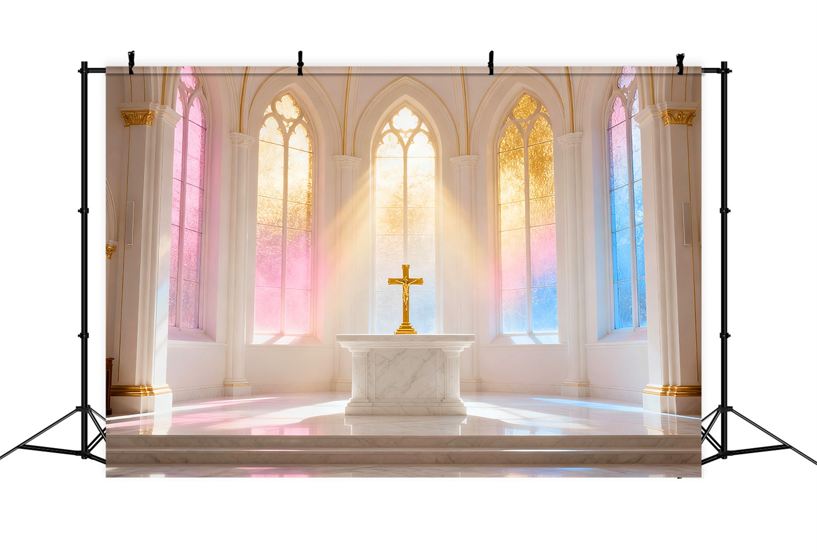 Fond Photo Pâques Croix Église Pastel Radieuse LXX61-49