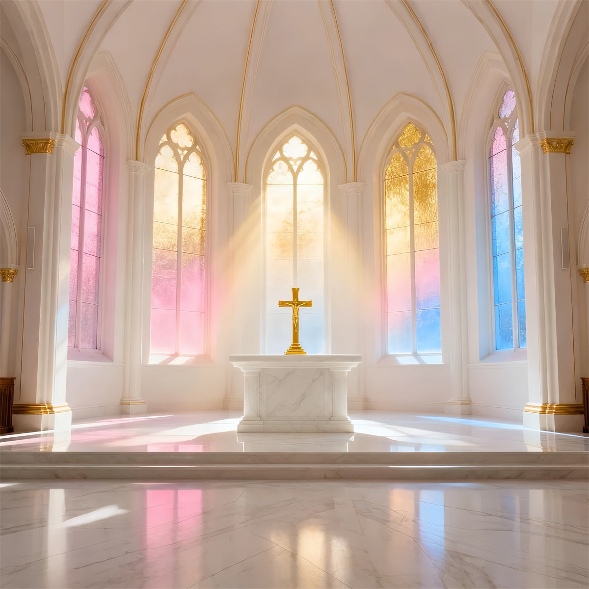 Fond Photo Pâques Croix Église Pastel Radieuse LXX61-49