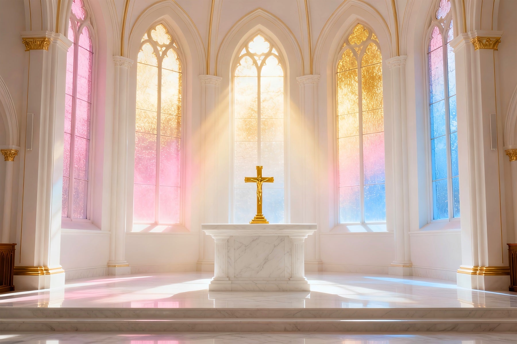 Fond Photo Pâques Croix Église Pastel Radieuse LXX61-49