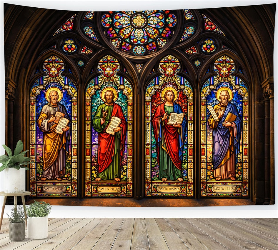 Toile de fond Pâques Vitrail Cathédrale Saints Apôtres LXX61-54