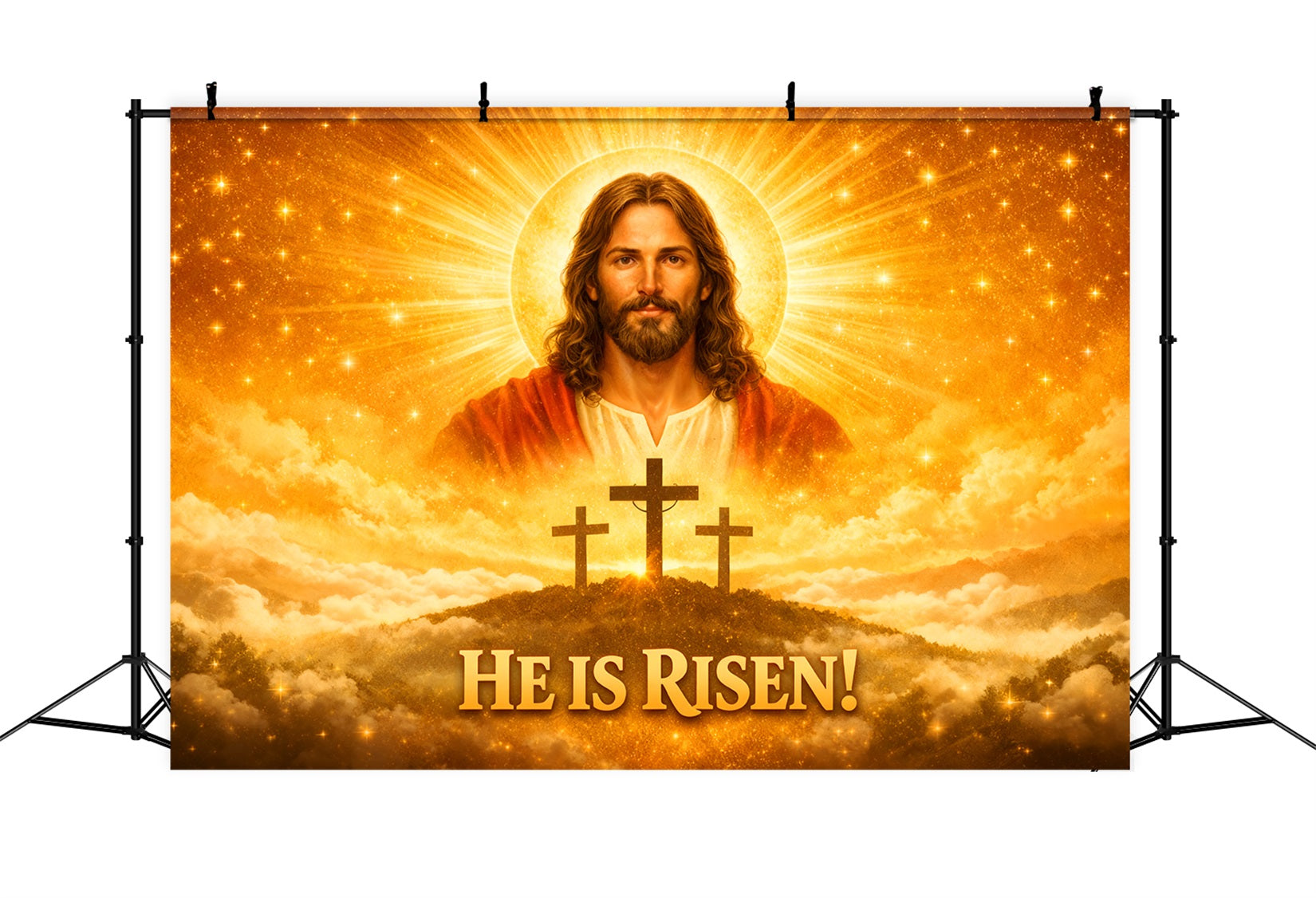Toile de fond Pâques Christ Ressuscité Gloire Dorée LXX61-62