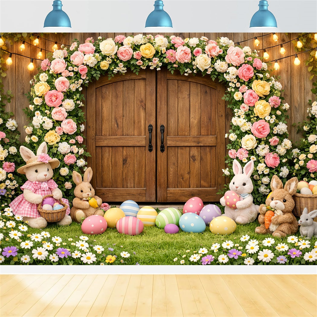 Fond Photo Pâques Croix Bois Rustique Florale LXX61-73