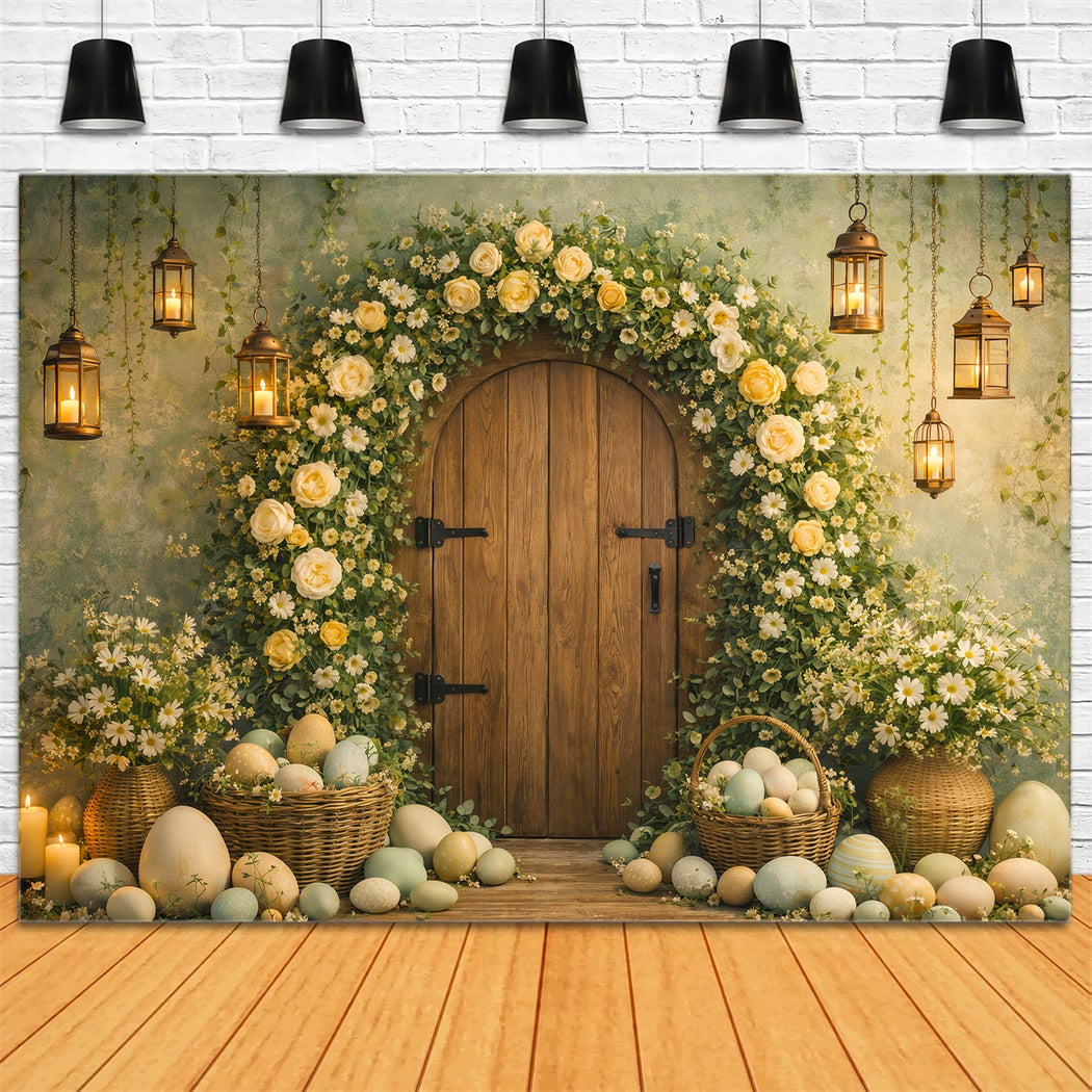 Fond Photo Pâques Arche Florale Porte Rustique LXX61-81