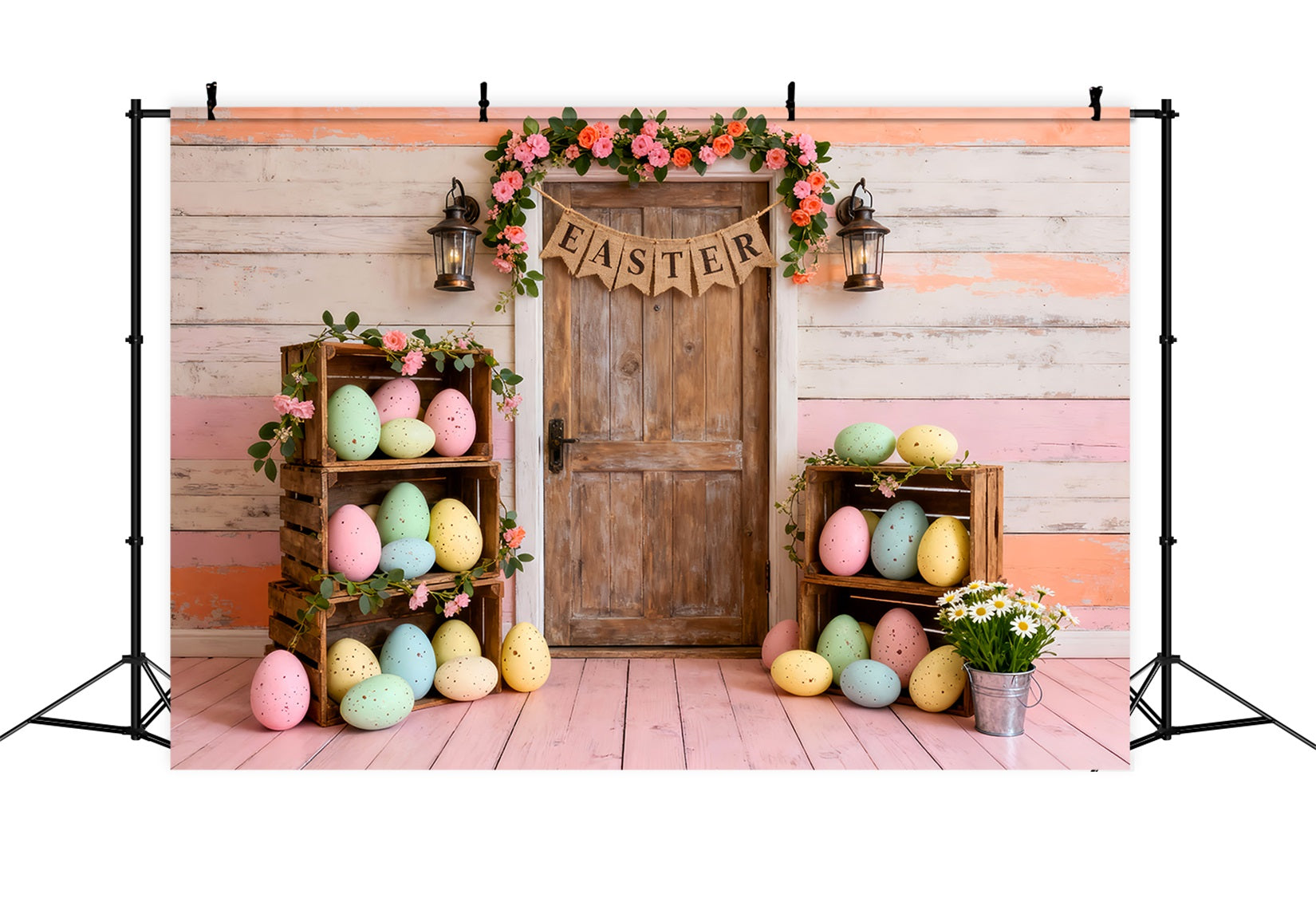 Fond de Pâques Caisse Bois Pastel Porte LXX61-84