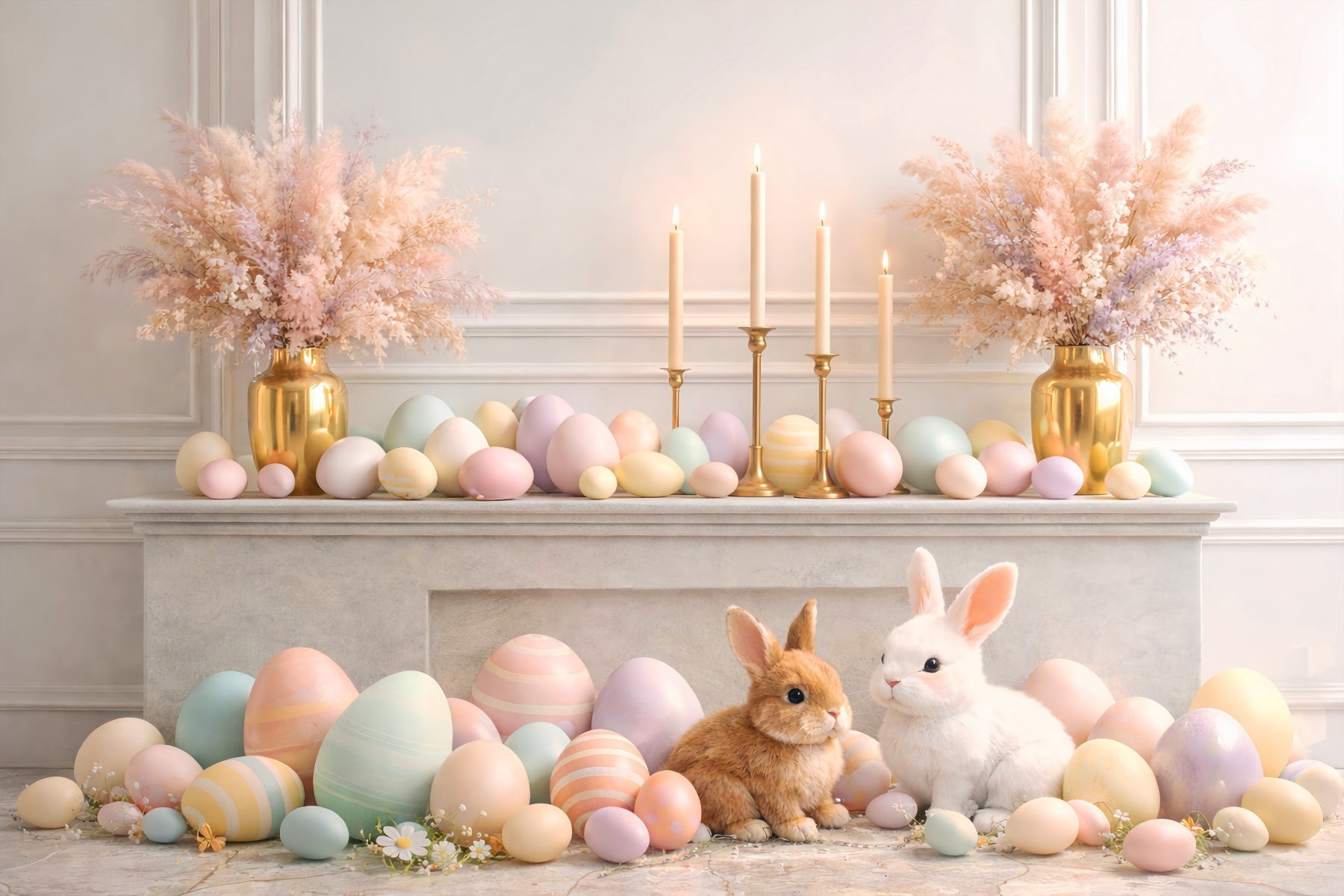 Toile de fond Pâques Manteau Élégant Lapin Mur Rétro LXX61-86