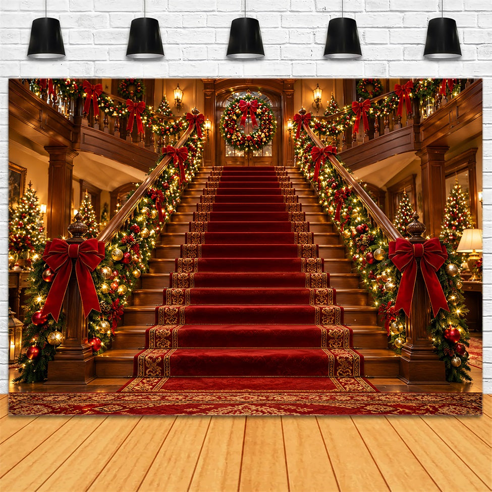 Fond De Noël Hall Entrée Grande Guirlande Escalier LXX610-155