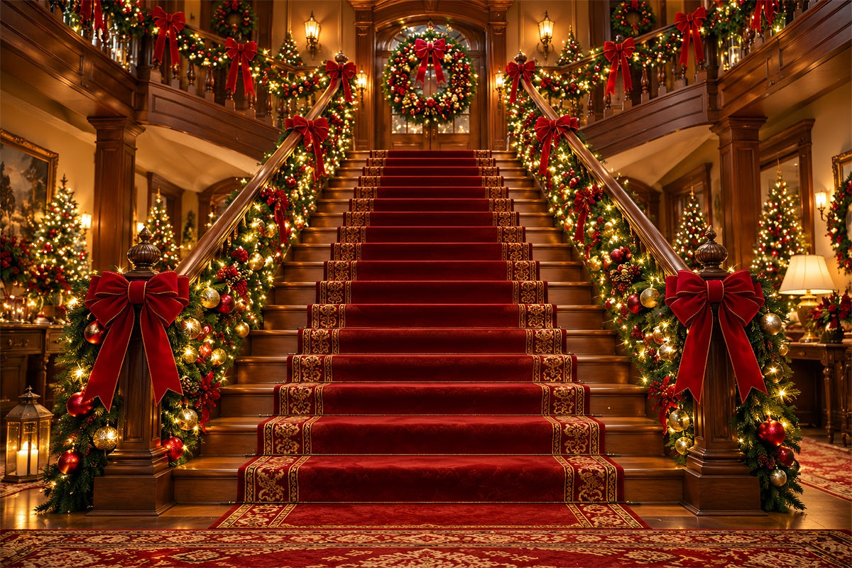 Fond De Noël Hall Entrée Grande Guirlande Escalier LXX610-155