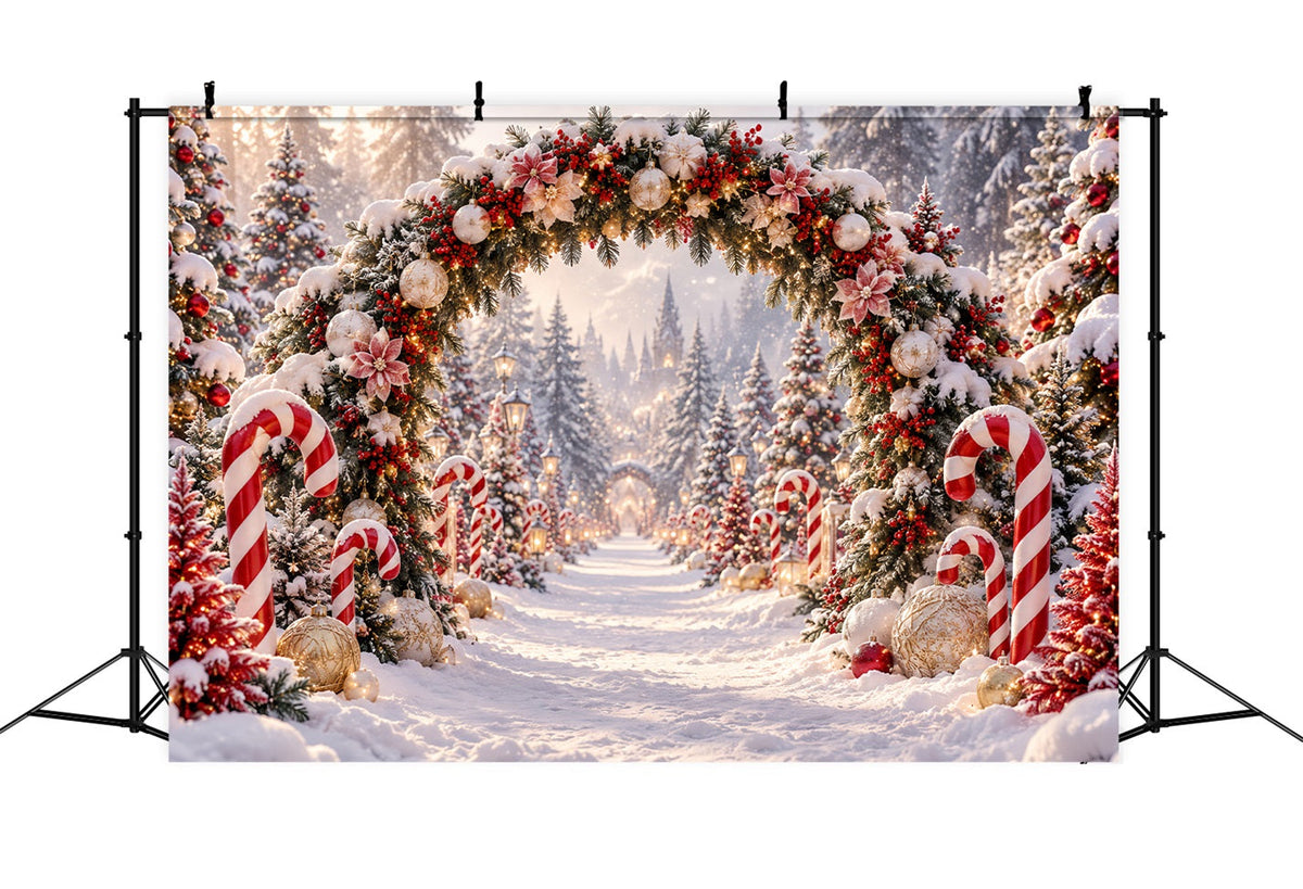 Fond Photo De Noël Arche Florale Bonbons Menthe Poivrée LXX610-175