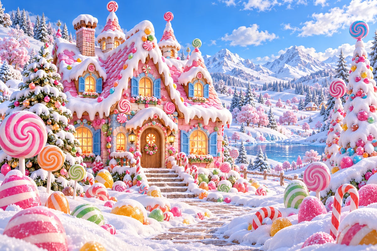 Fond Maison En Pain D'Épices Cottage Bonbons Rose LXX610-182