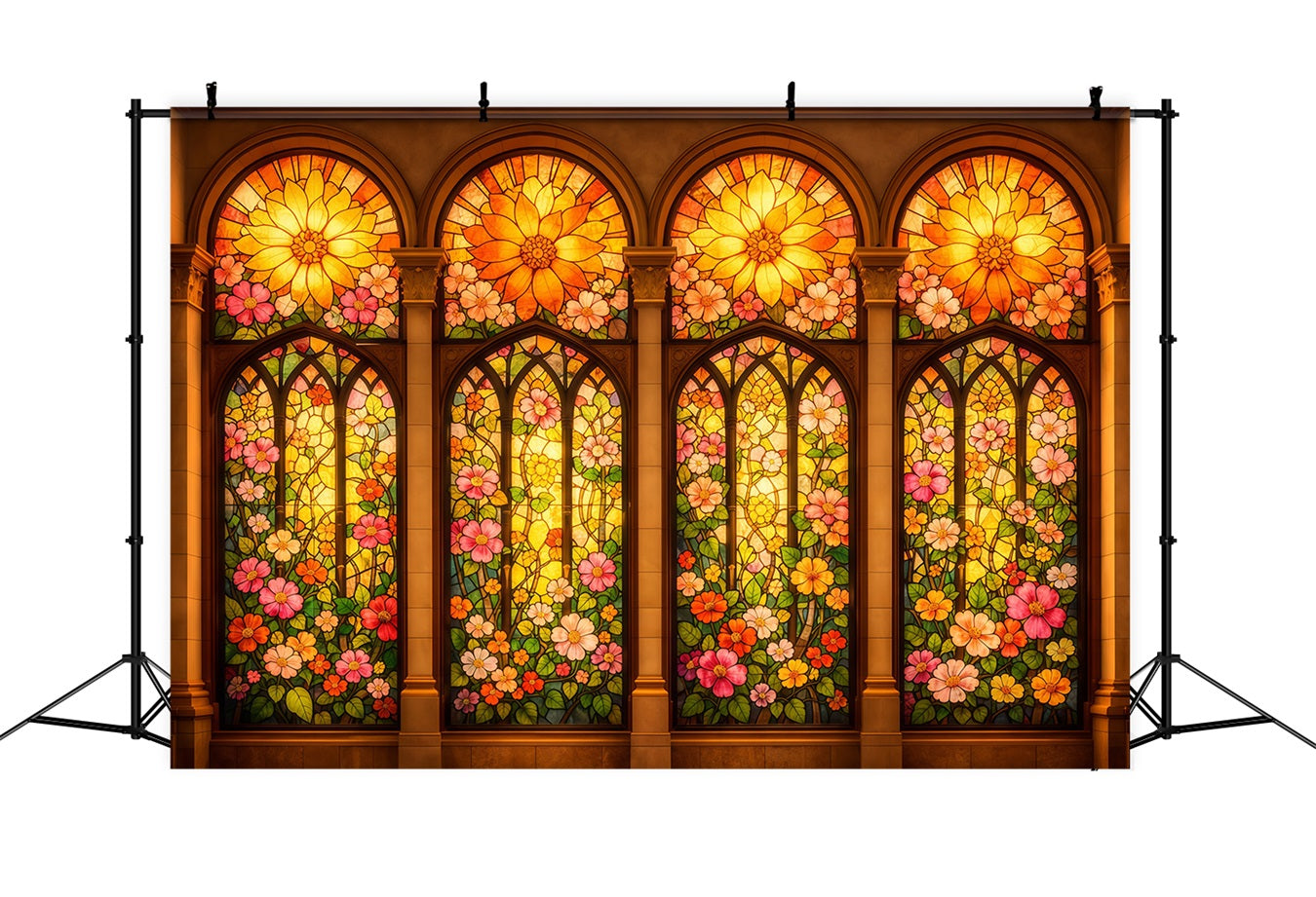 Fond Photo Pâques Fenêtres Cathédrale Florales Dorées LXX62-33