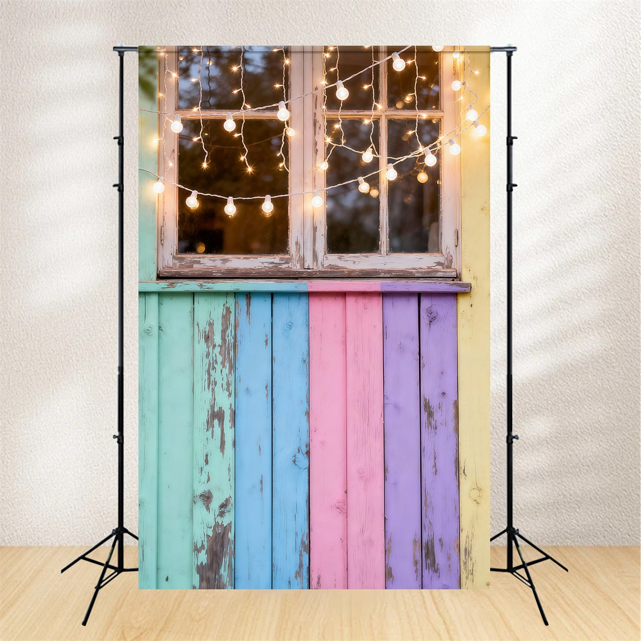 Fond Studio Pâques Fenêtre Bois Pastel Lumières Féeriques LXX62-56