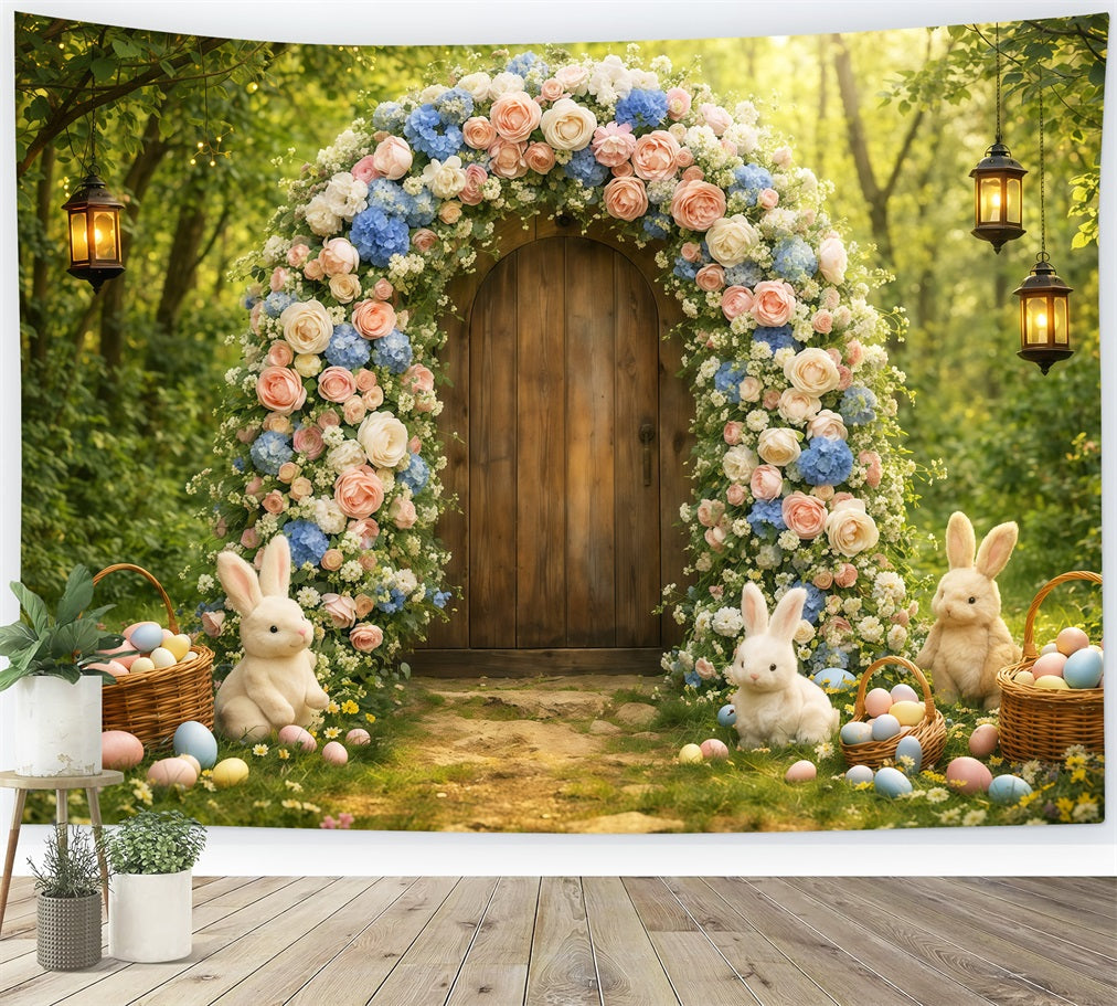 Toile de fond Studio Pâques Jardin Lapin Fleurs Forêt Enchantée LXX62-59