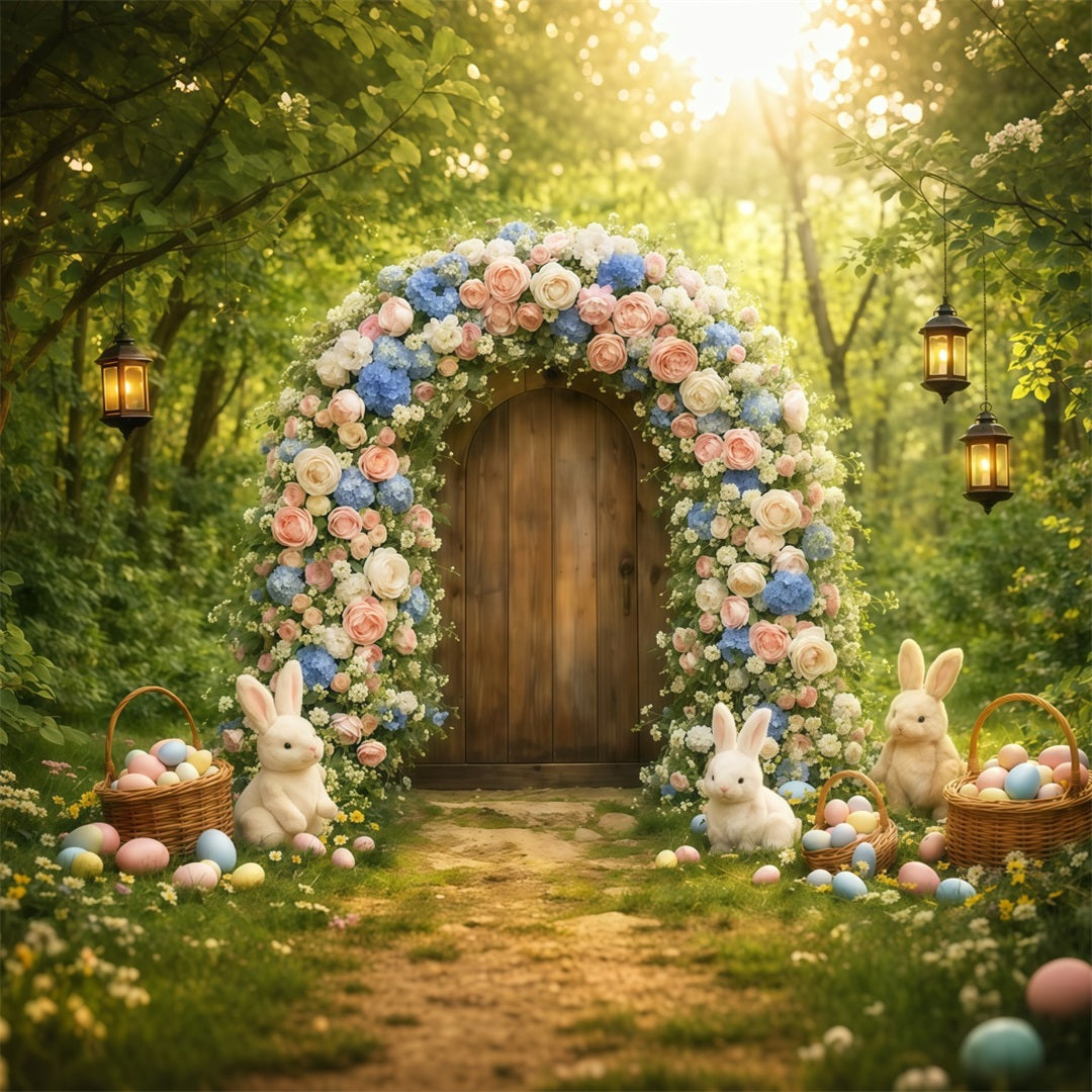 Toile de fond Studio Pâques Jardin Lapin Fleurs Forêt Enchantée LXX62-59