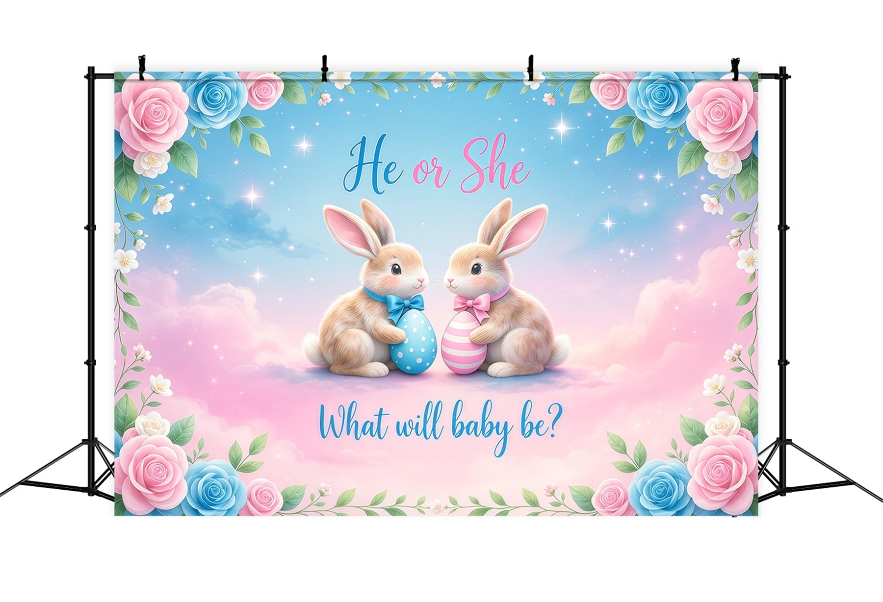 Fond Studio Pâques Lapin Fleurs Il ou Elle LXX62-76
