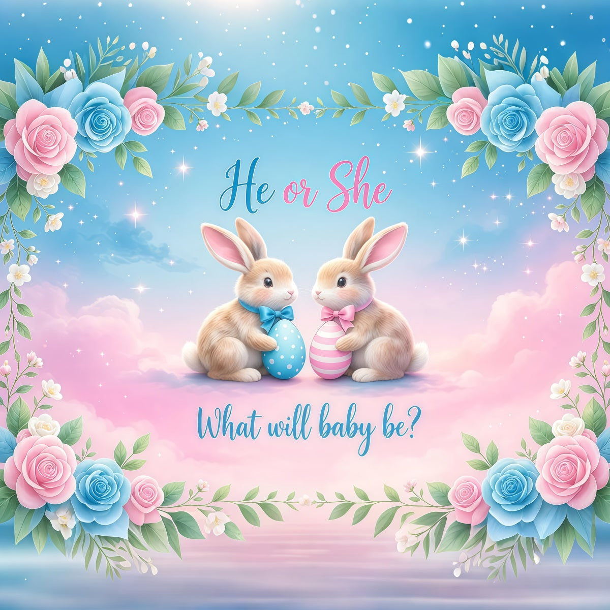 Fond Studio Pâques Lapin Fleurs Il ou Elle LXX62-76