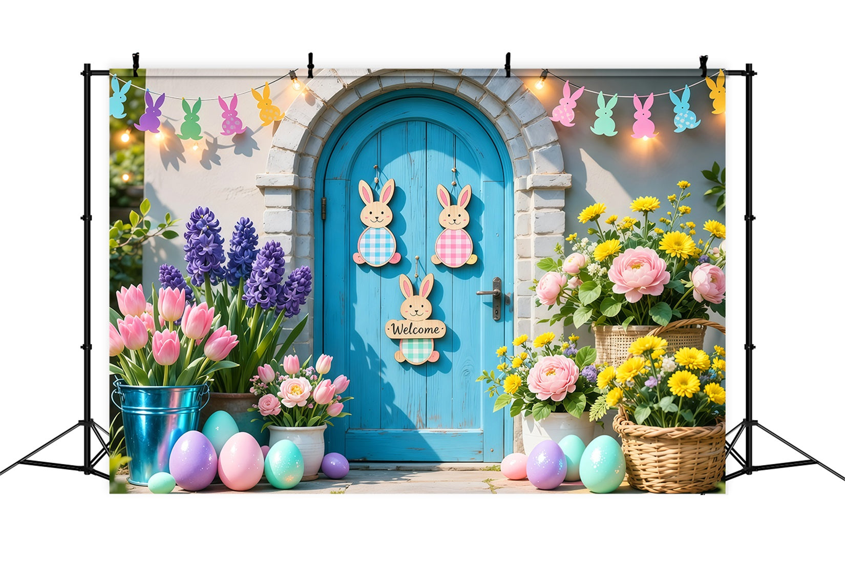 Toile de fond Photo Pâques Porte d’Accueil Lapin Pastel LXX62-80