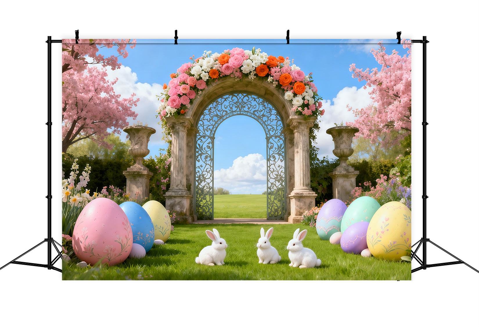 Fond Studio Pâques Arche Jardin Fleur de Cerisier LXX62-81