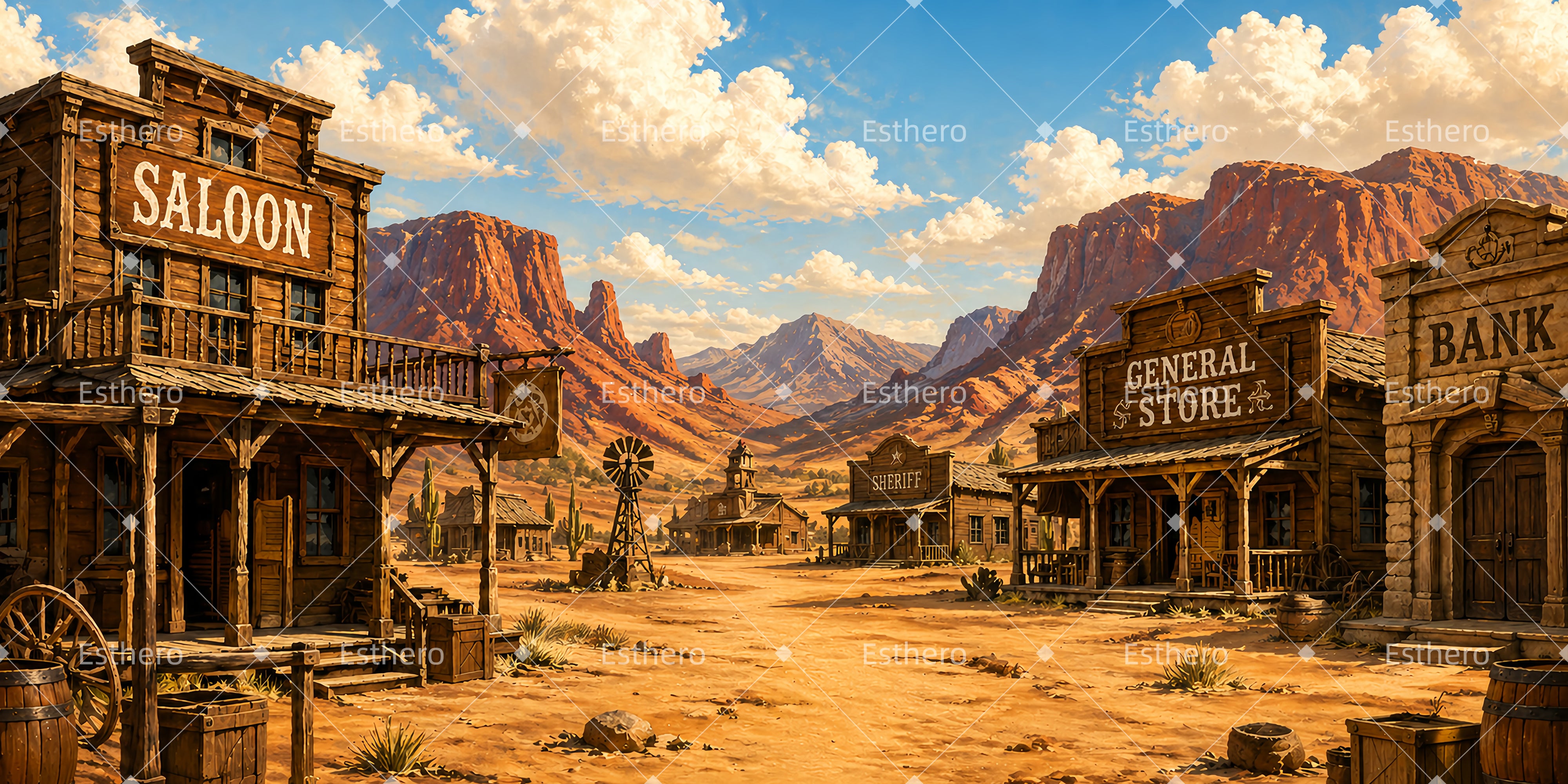 Toile de fond western canyon du Far West VBS LXX65-T4