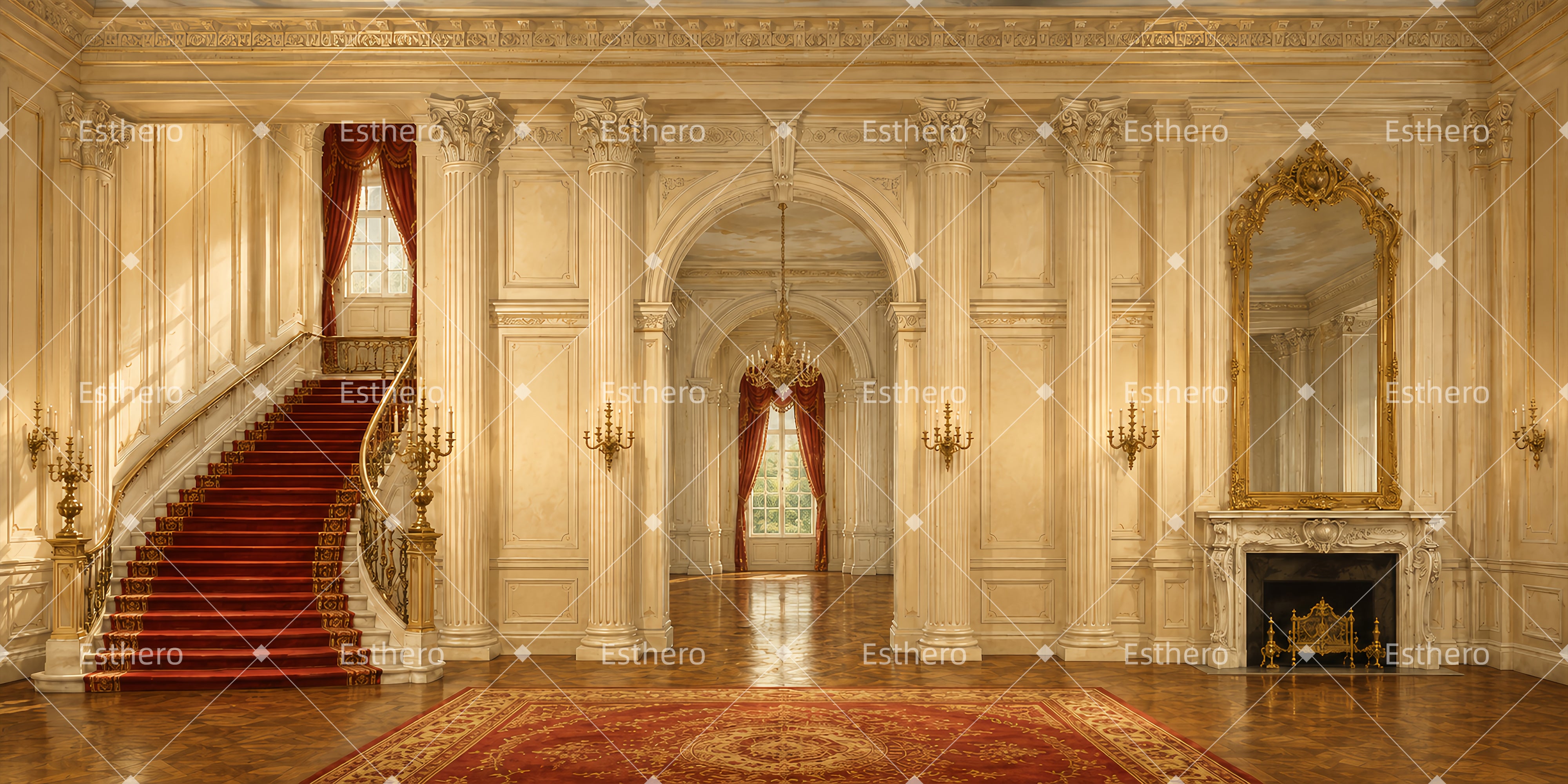 Toile de fond grand hall en marbre décor de scène LXX65-T55