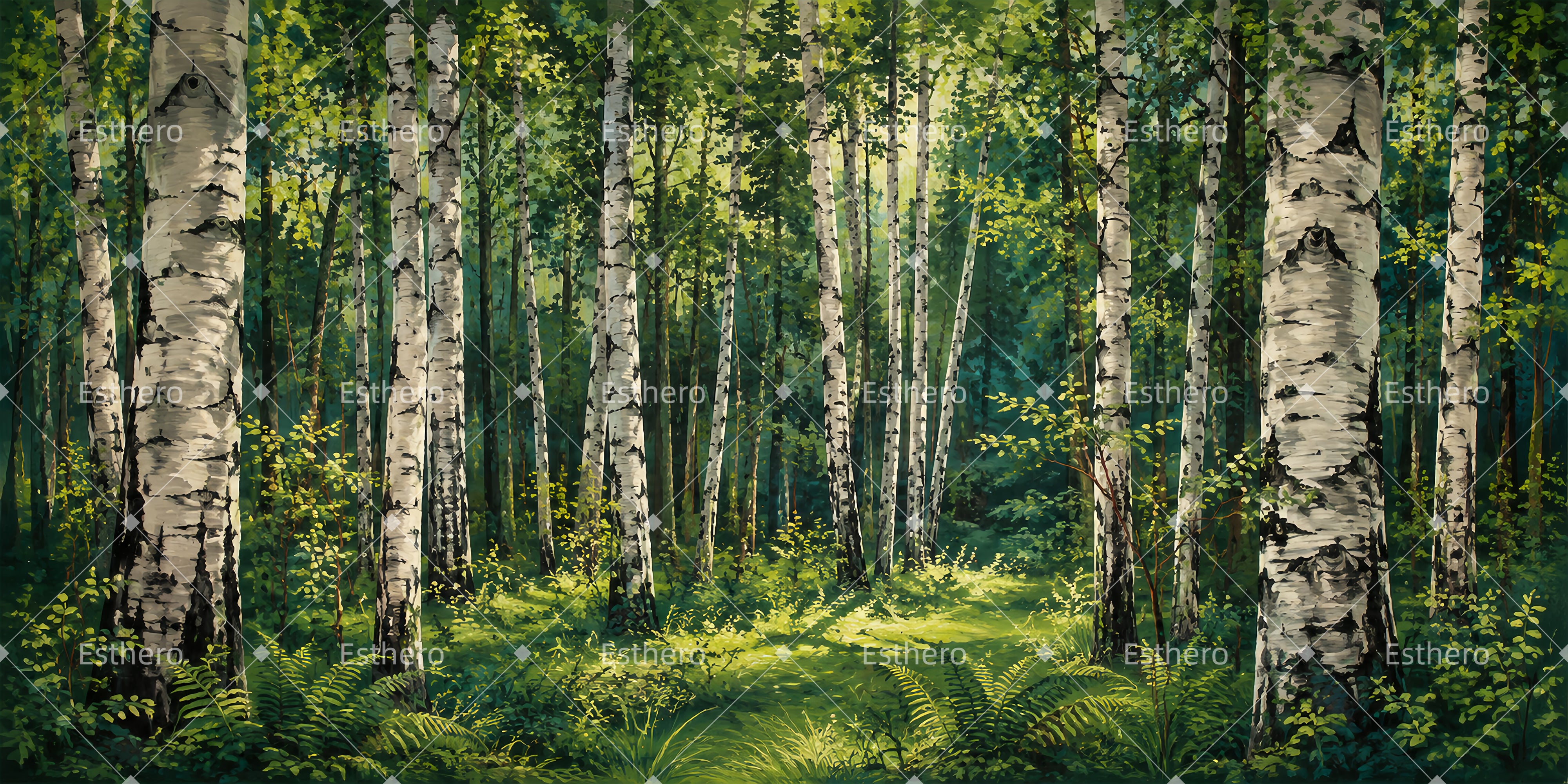 Toile de Fond Forêt de Bouleaux Russe pour Théâtre LXX66-T100