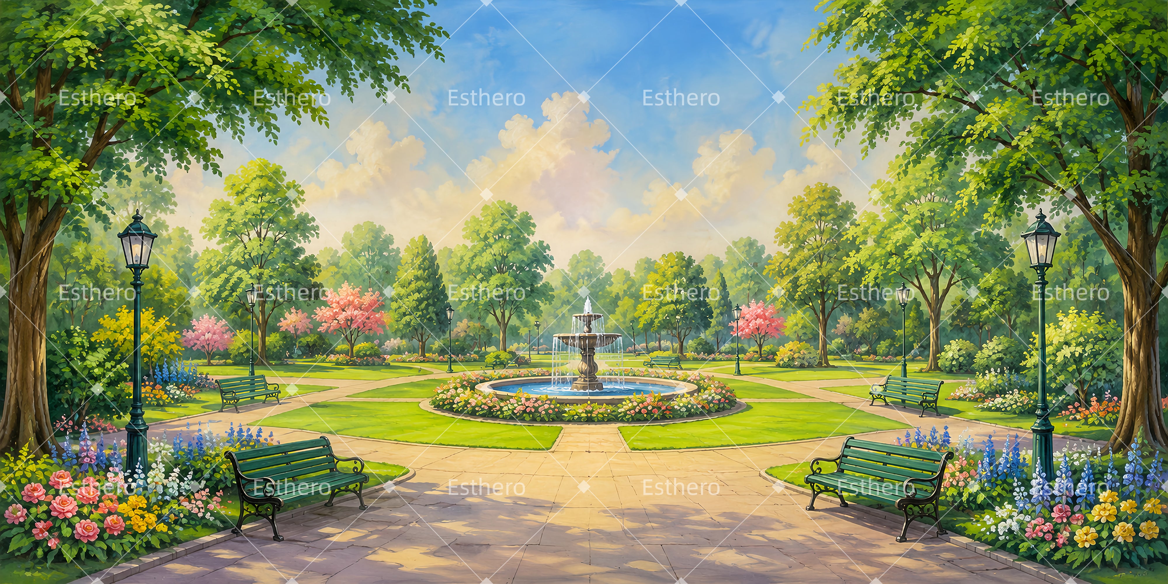 Toile de Fond de Théâtre Parc de Quartier Urbain LXX66-T105