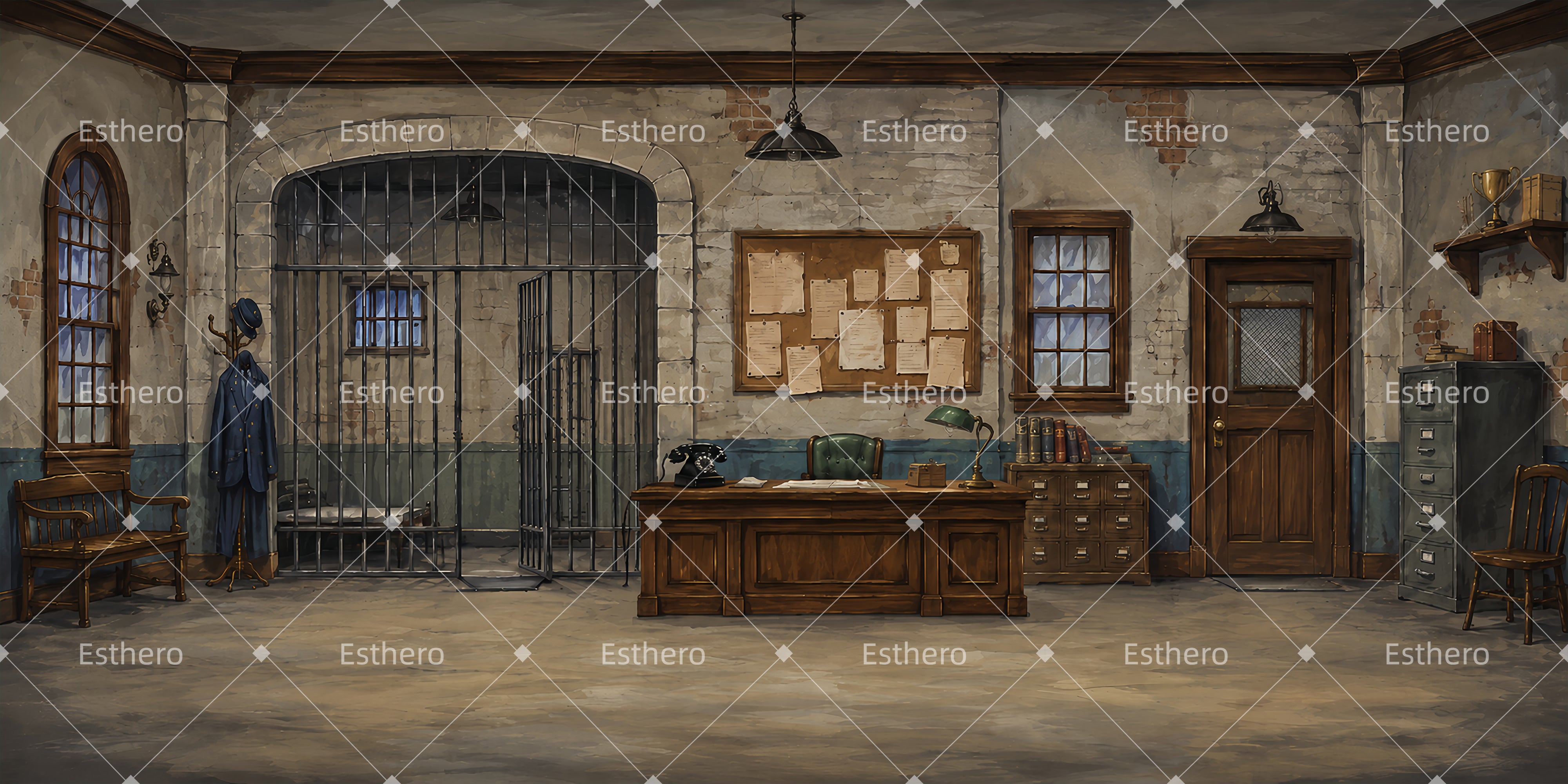 Décor de scène Bureau de police pour spectacle LXX66-T121
