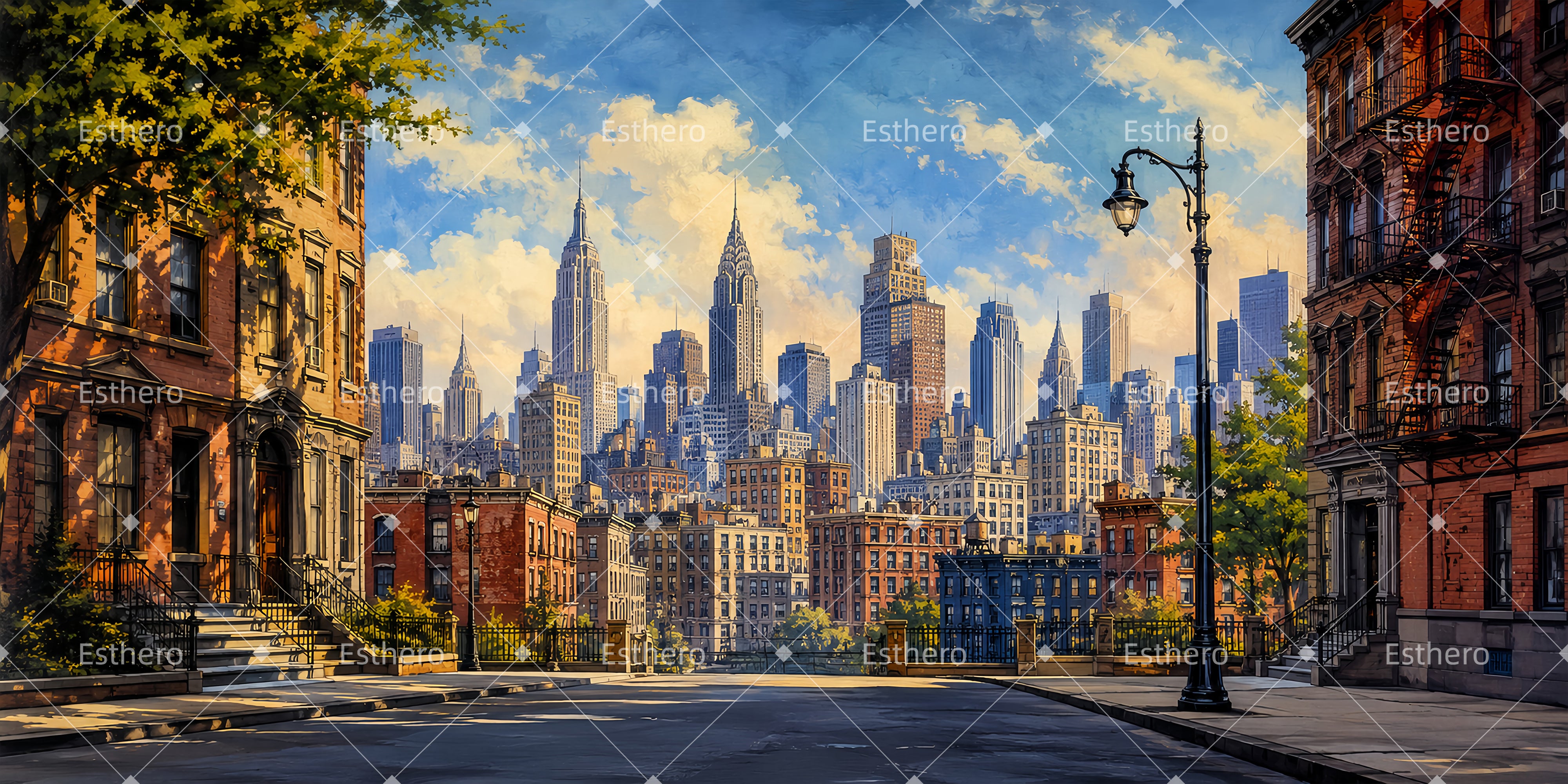 Toile de Fond Théâtre Rue de New York Décor de Scène Professionnel LXX66-T33