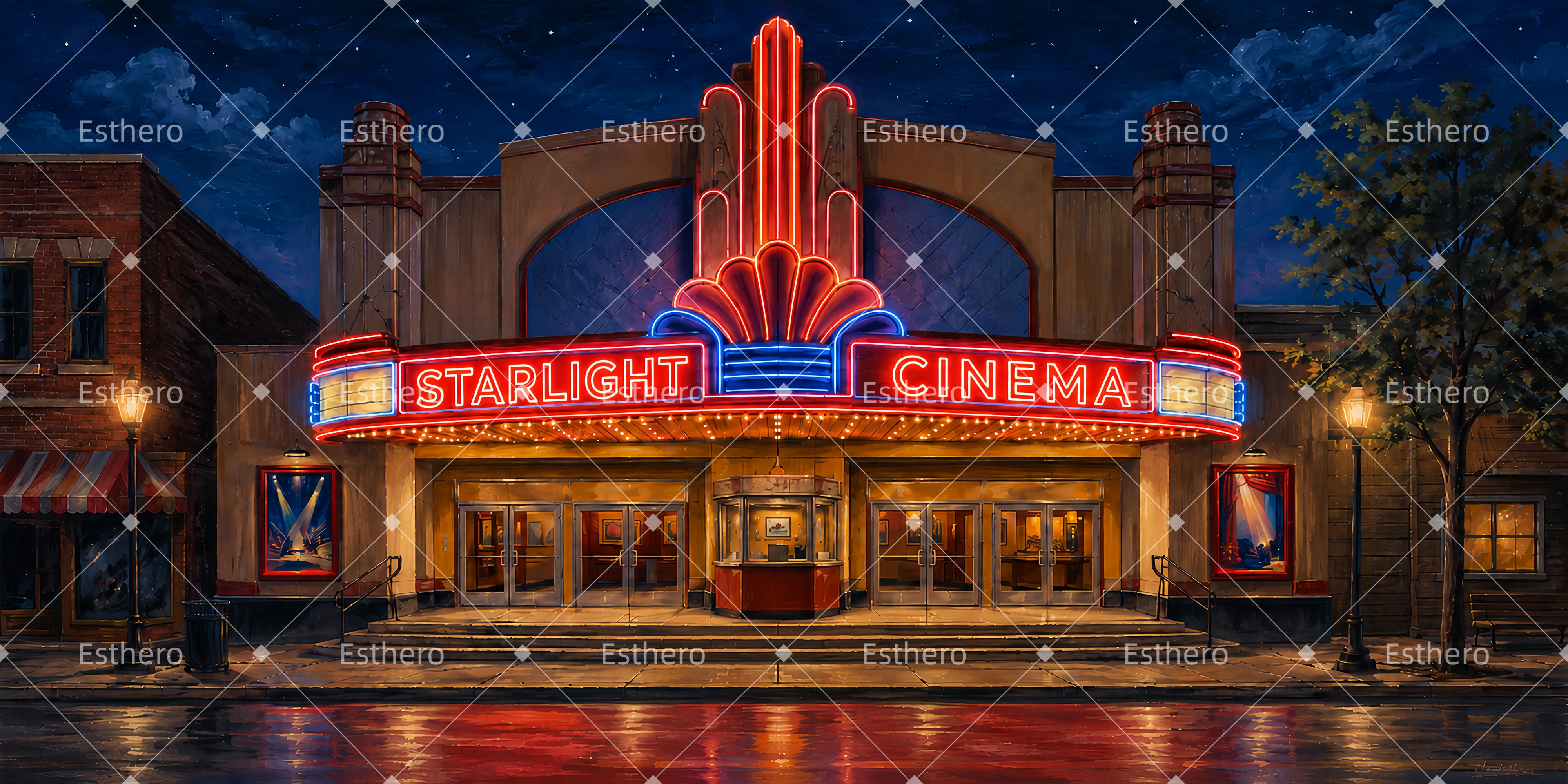 Toile de Fond Broadway Façade de Cinéma Décor de Spectacle LXX66-T40