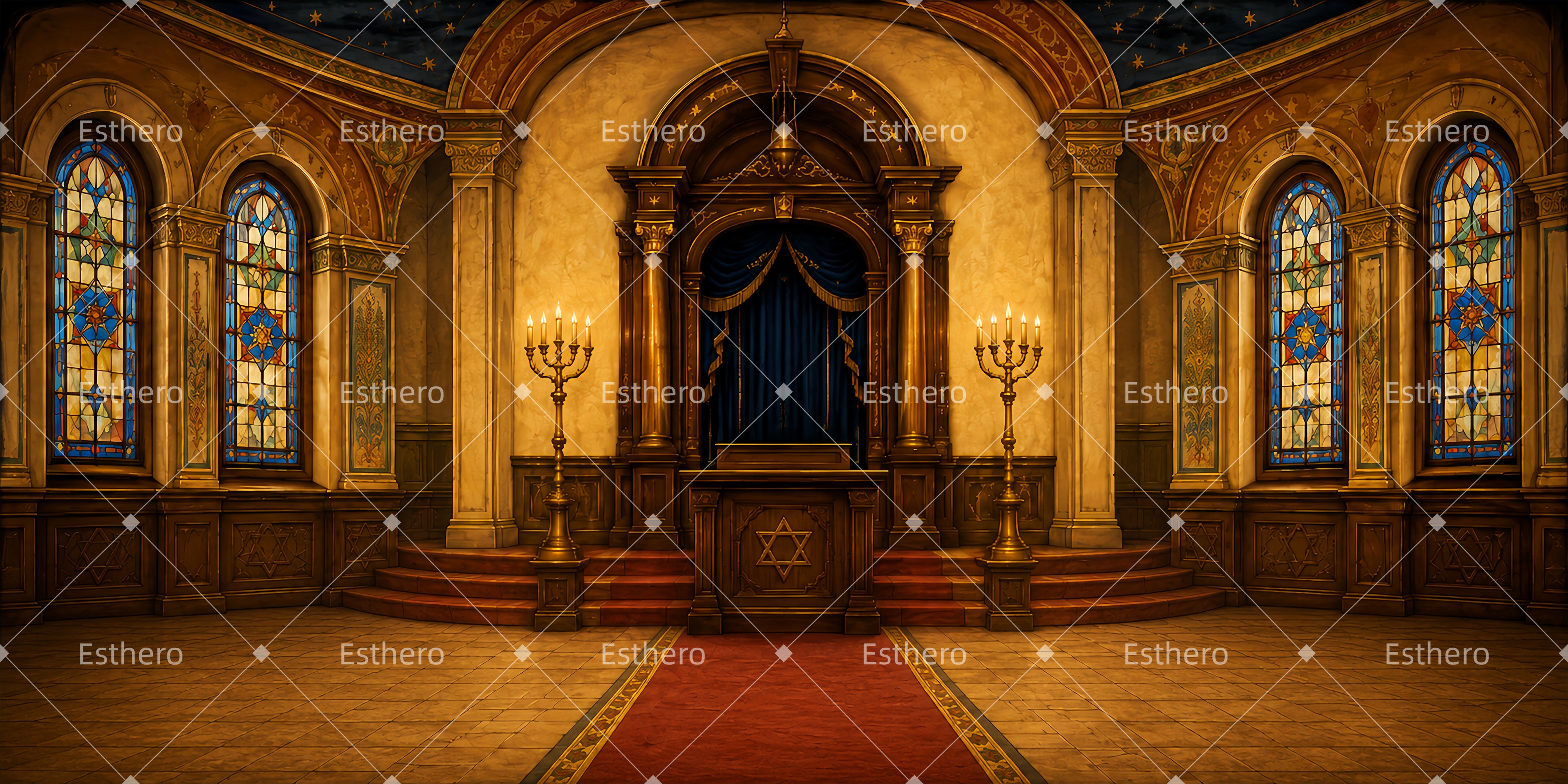 Toile de Fond de Scène Sanctuaire de Synagogue Décor de Théâtre LXX66-T41