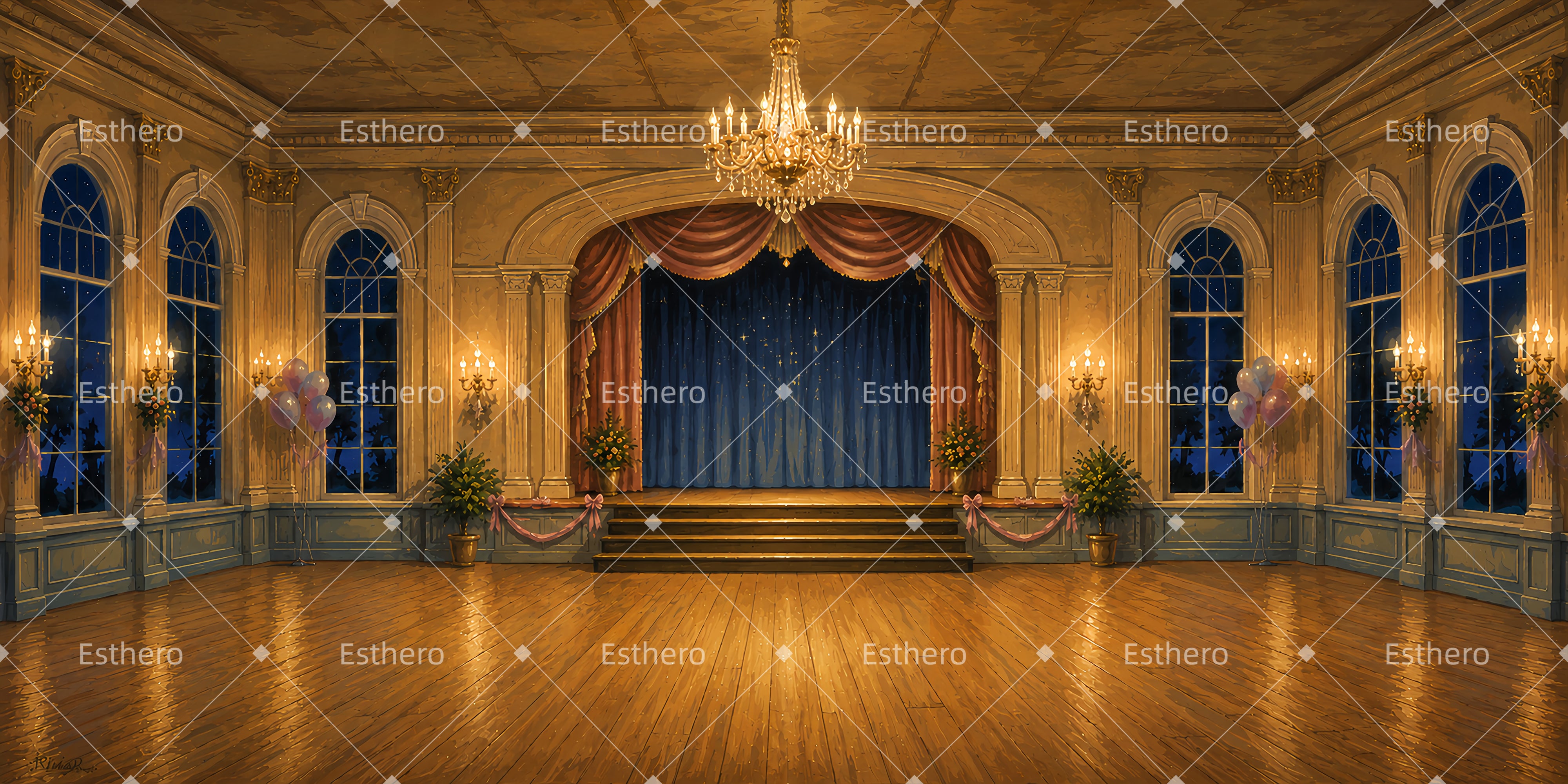 Décor de Danse Élégante Salle de Bal Scolaire LXX66-T64