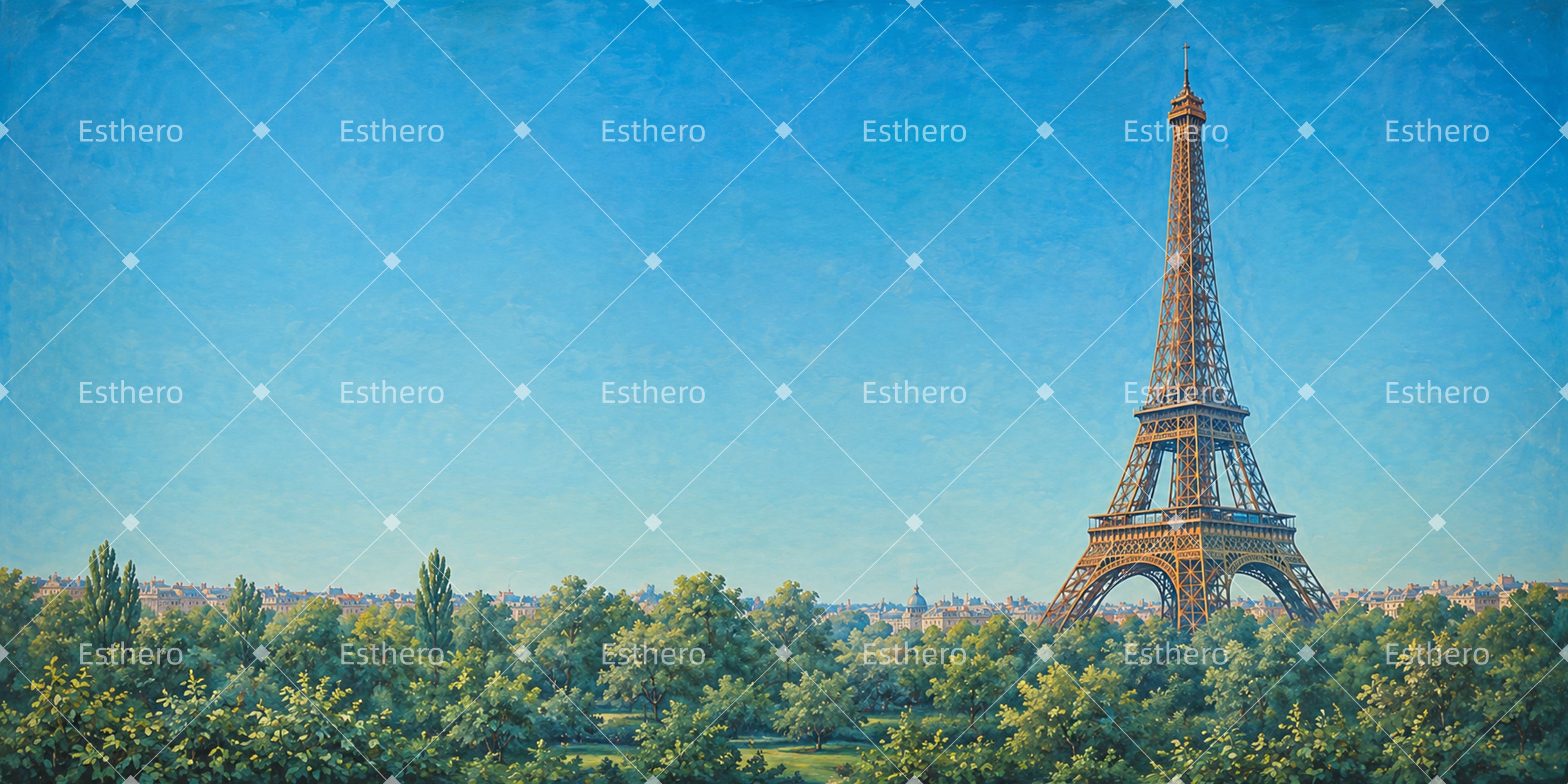 Décor de Scène Panorama de Paris avec Tour Eiffel LXX66-T96