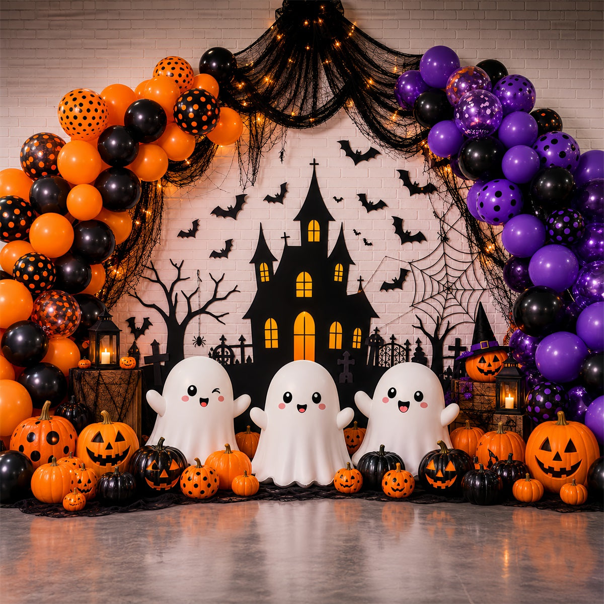 Toile De Fond Pour Fête D'Halloween Fantôme Et Citrouille Mur Décoratif D'Halloween LXX67-108