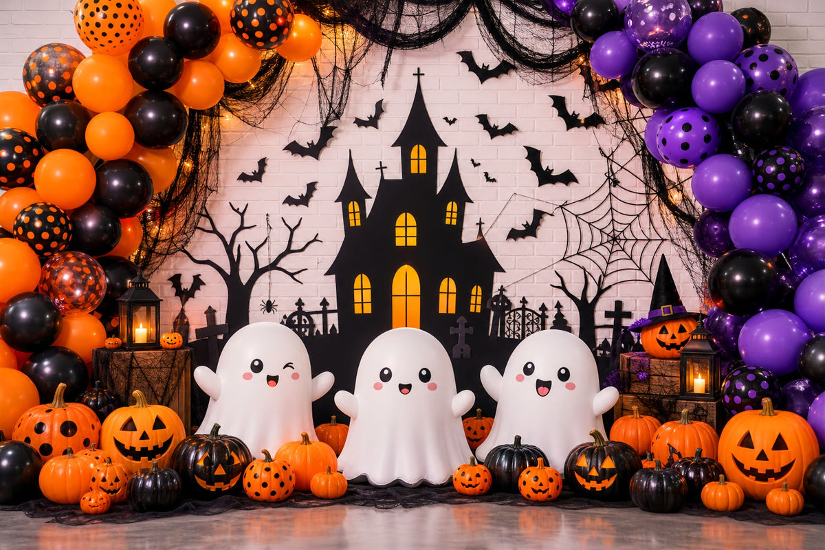 Toile De Fond Pour Fête D'Halloween Fantôme Et Citrouille Mur Décoratif D'Halloween LXX67-108