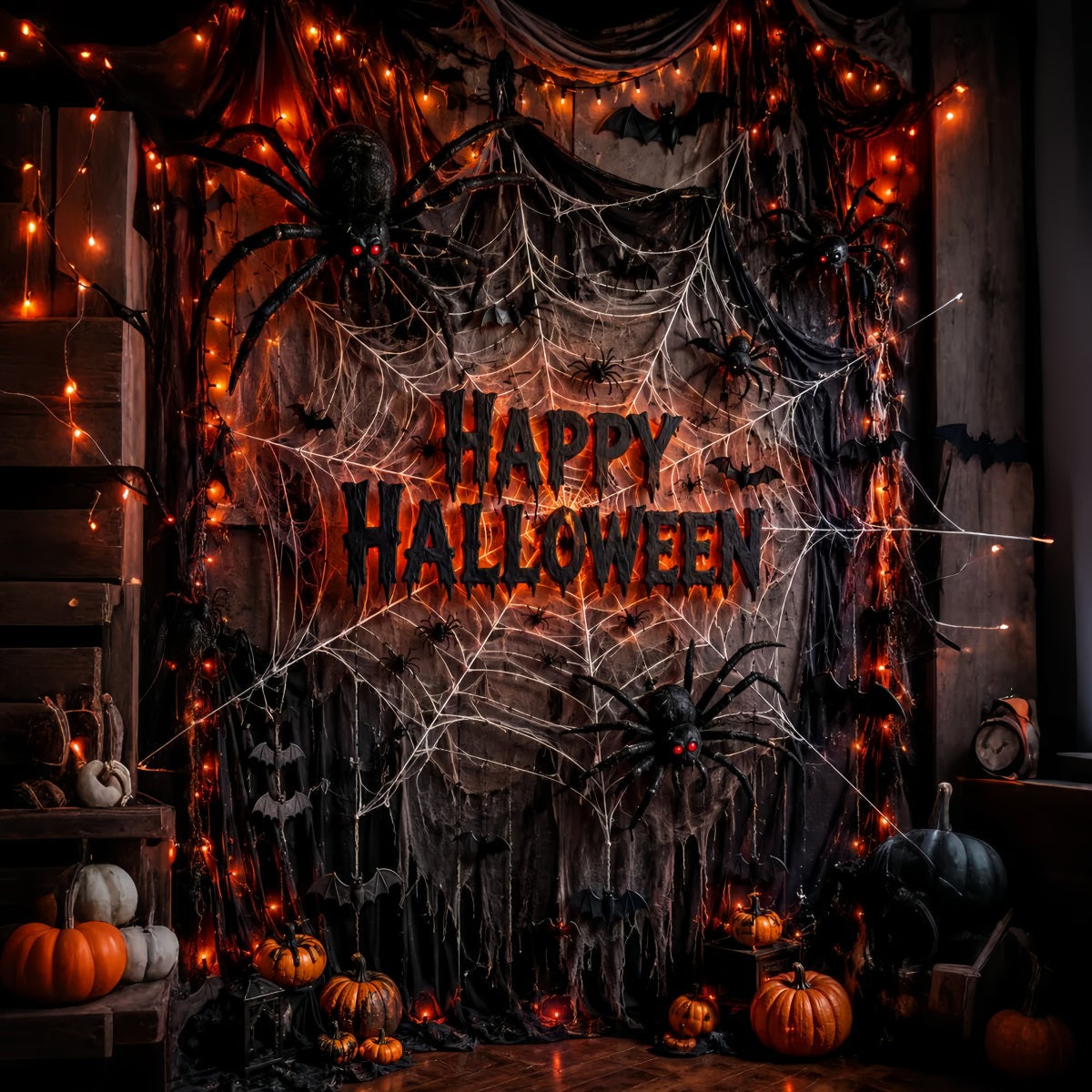 Toile De Fond Géante En Forme De Toile D'Araignée Pour Photos D'Halloween LXX67-111