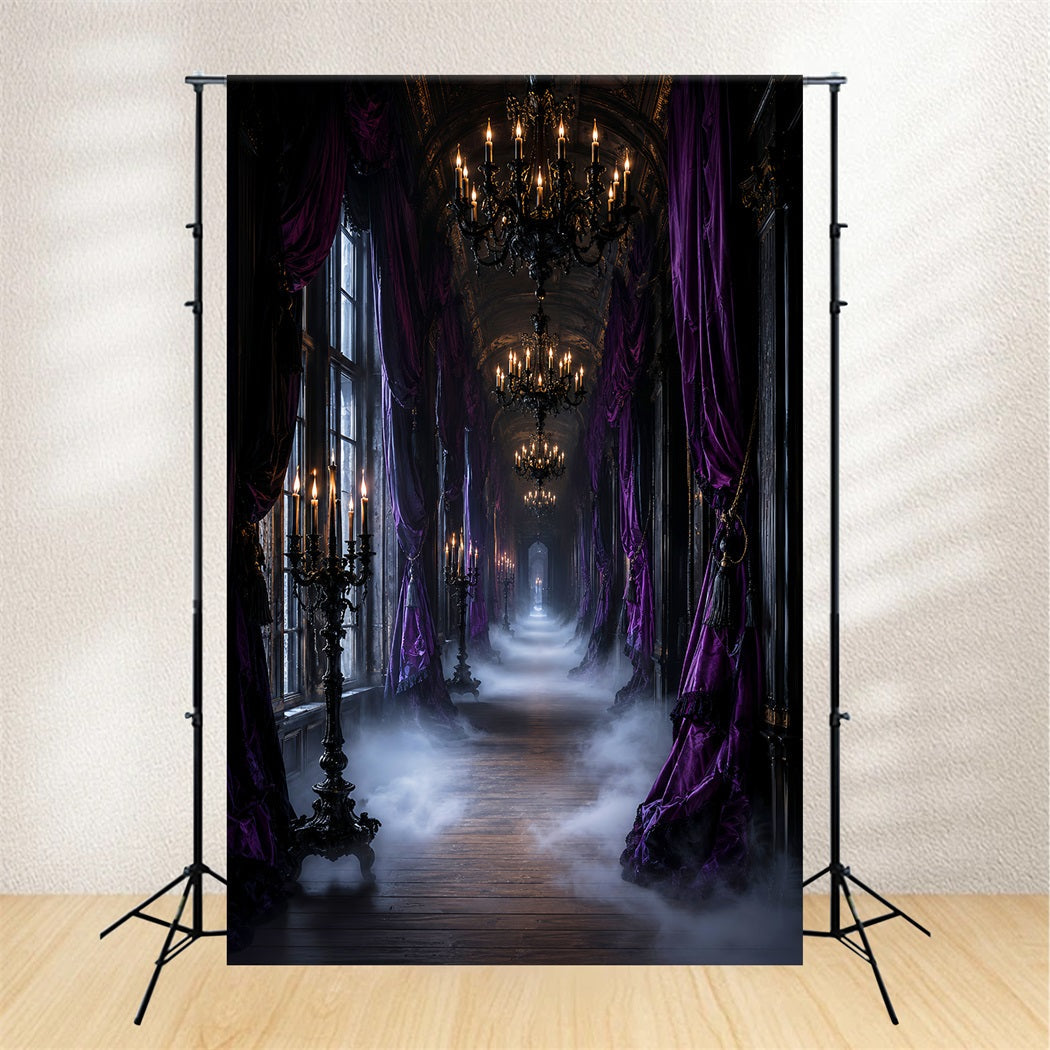 Décors Sur Le Thème D'Halloween : Couloir Gothique Avec Bougies ViolettesIdées De Décors D'Halloween LXX67-112