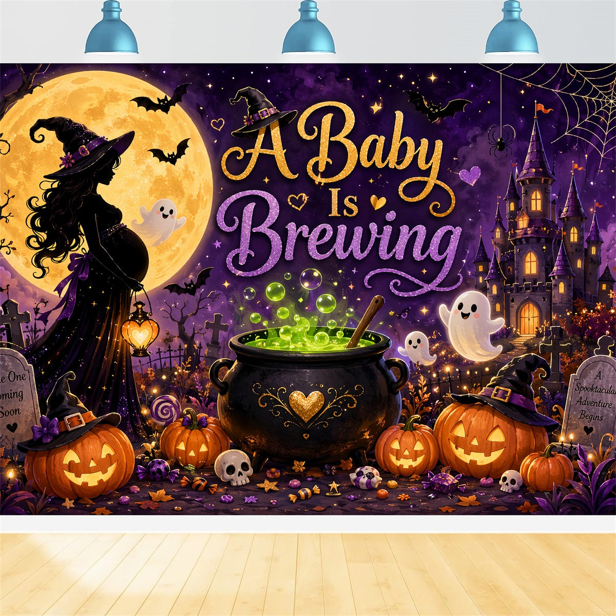 Décor De Fête Prénatale D'Halloween Séance Photo Sur Le Thème De La Sorcière LXX67-195