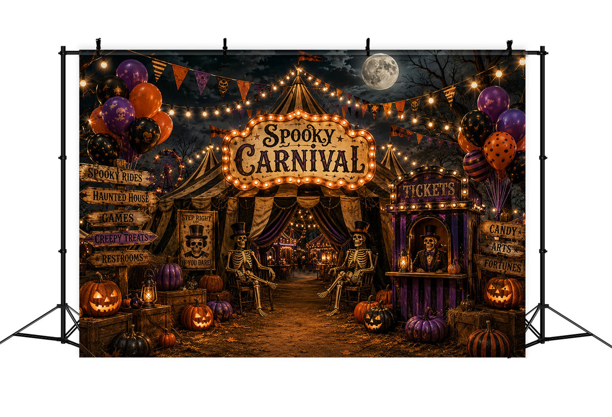 Décor De Cirque D'Halloween Entrée De Carnaval Avec Squelette Au Clair De LuneDécor D'HoRReur LXX67-247
