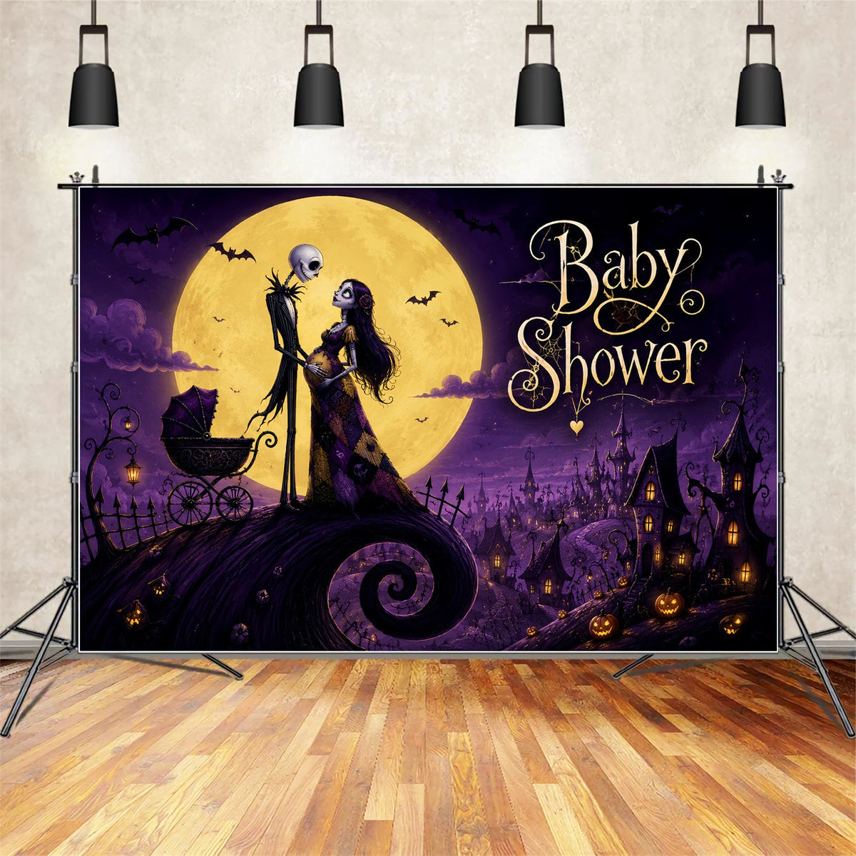 Décor De Photographie Pour Baby Shower D'Halloween Squelette Gothique Et Sorcière LXX67-39