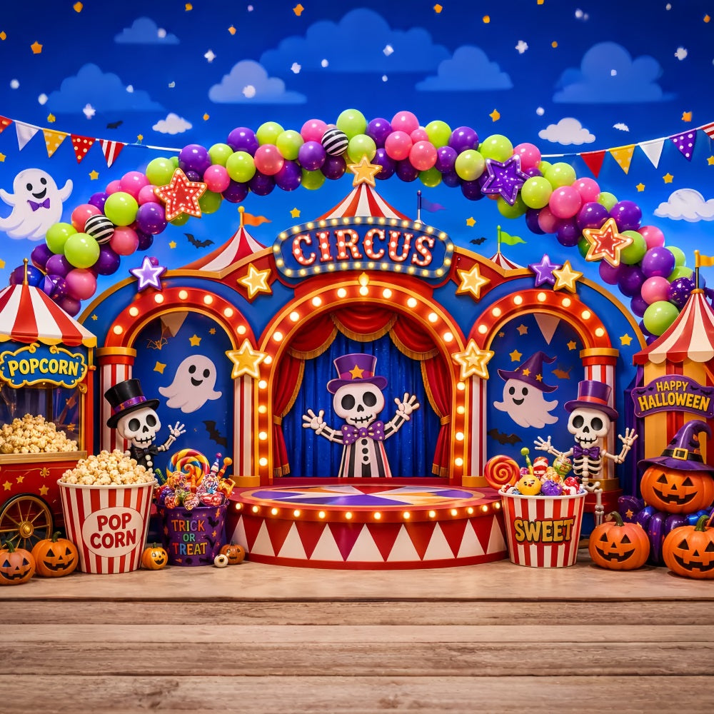 Décor De Carnaval D'Halloween Scène De Cirque Squelette Et Bonbons À Faire Soi-Même LXX67-44