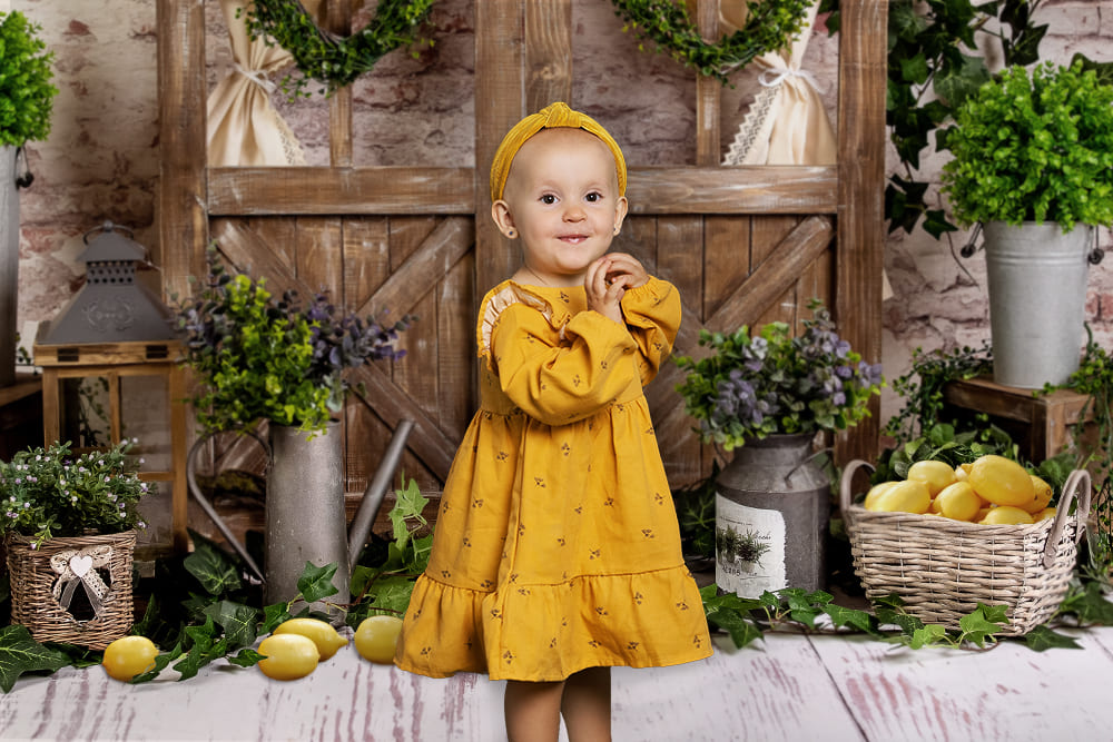 Toile de Fond de Citron de Grange de Plantes Vertes M-36