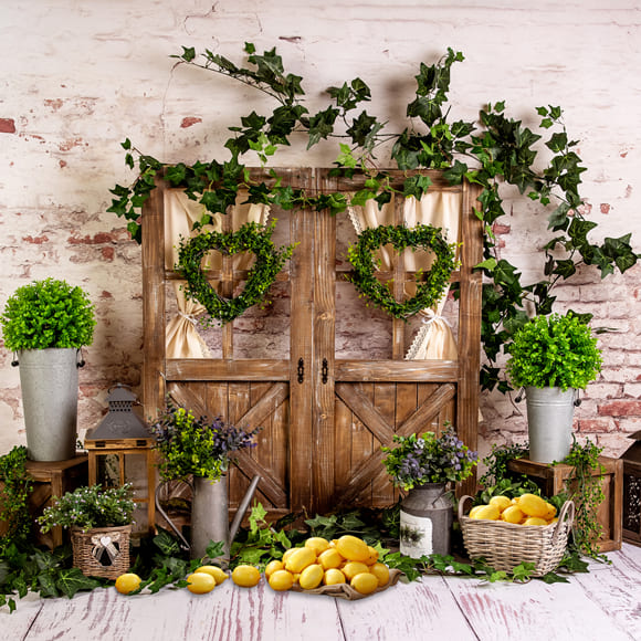 Toile de Fond de Citron de Grange de Plantes Vertes M-36