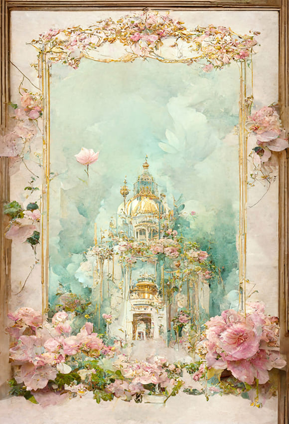 Toile de Fond Florale Style Peinture à L'huile Médiévale M6-108