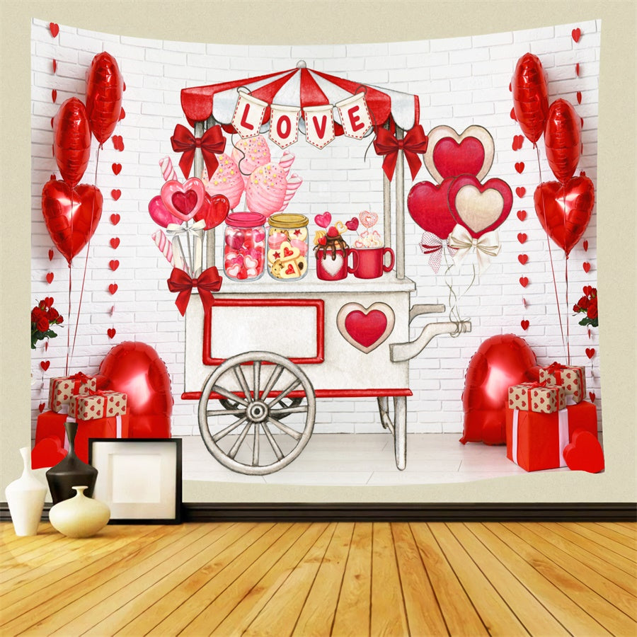 St Valentin Bonbons Stand Amour Toile de fond M1-01